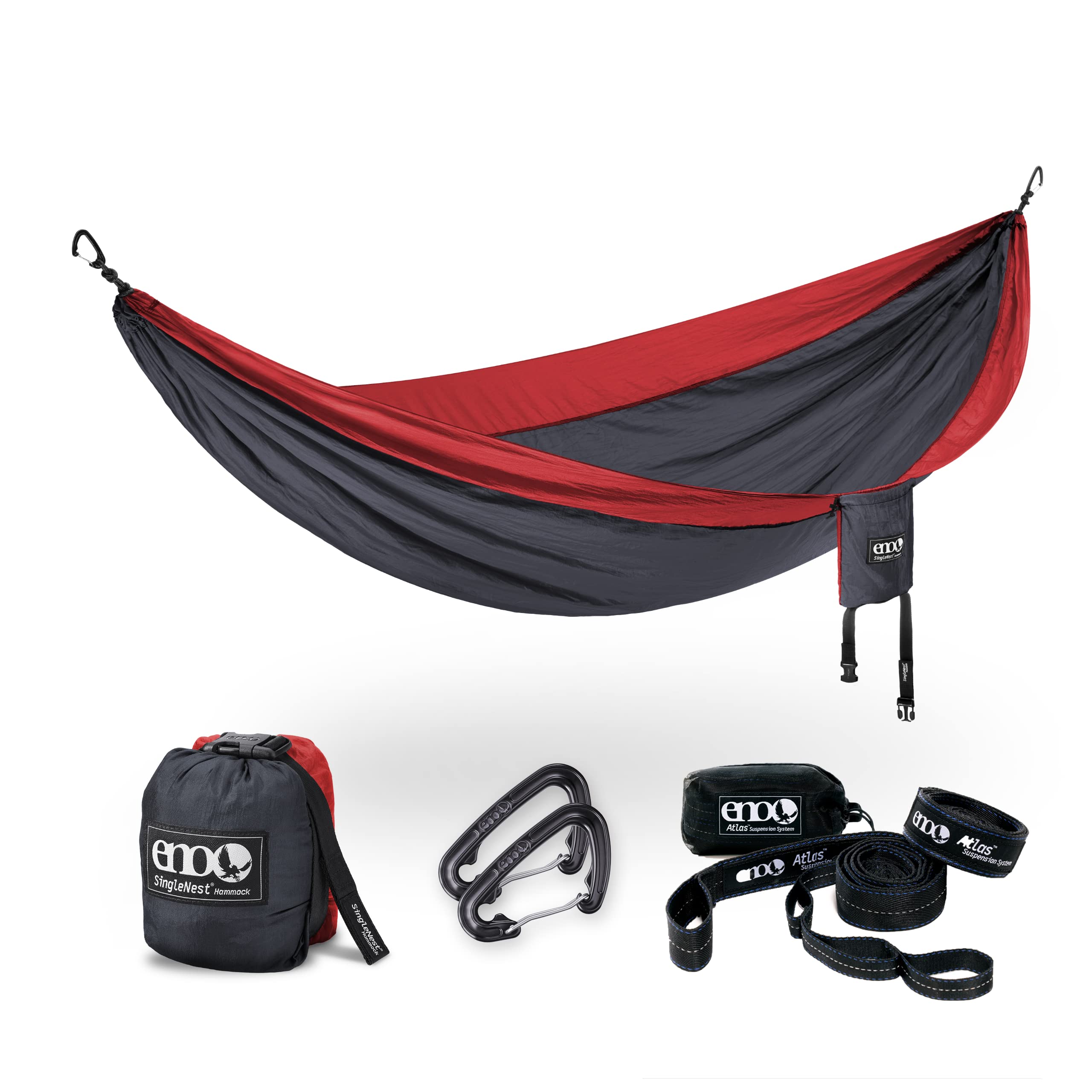 Bundle, Includes the SingleNest Hammock & Atlas Suspension System, Lightweight, Durable H…