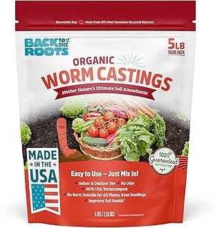 Back to The Roots Organic Worm Castings for Plants, Natural Fertilizer and Soil Enhancer for Gardening, Made in The USA, 5lb