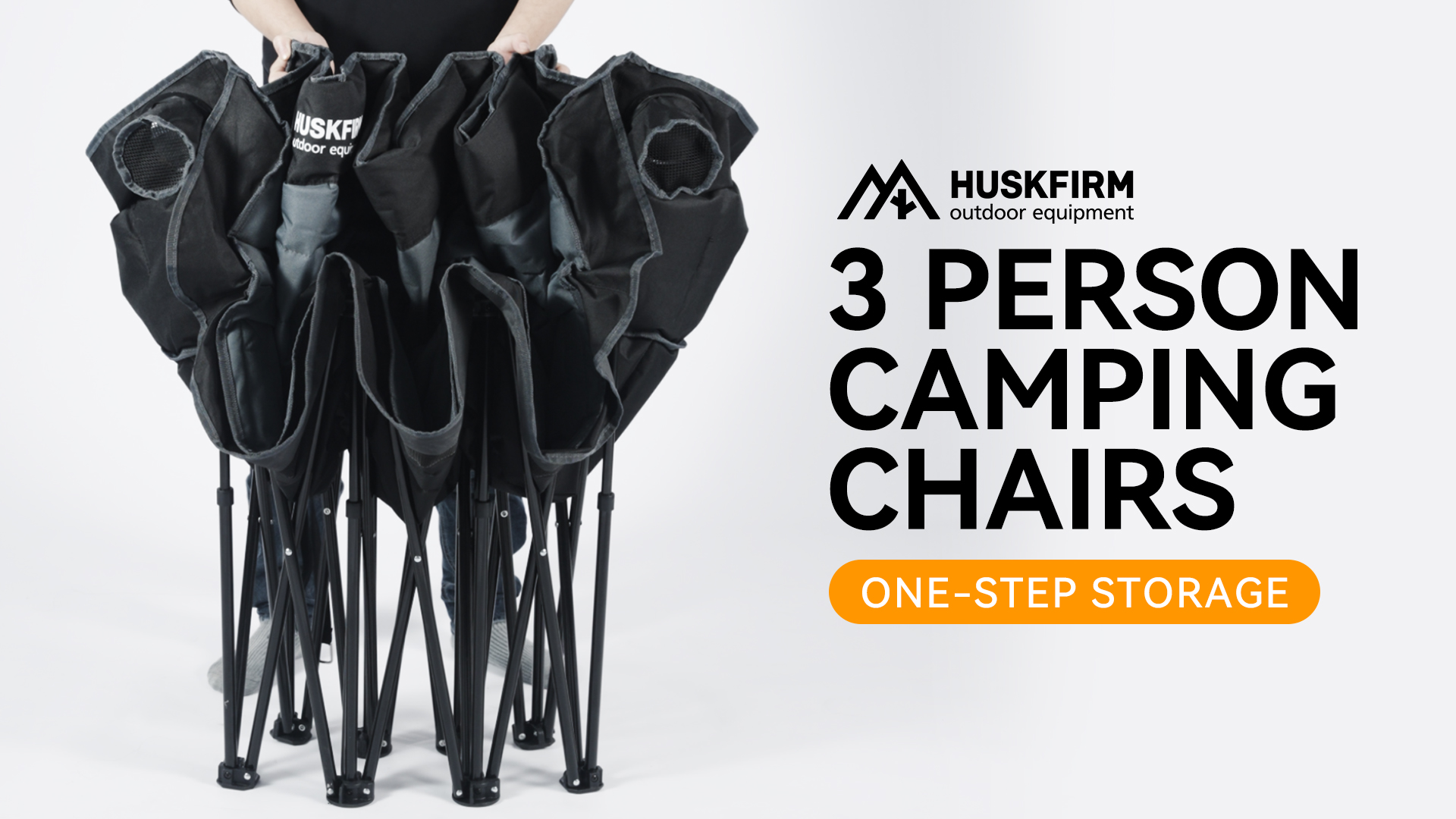 Huskfirm Butaco para Camping Plegable para 3 Personas Color Negro y Gris miniatura 7