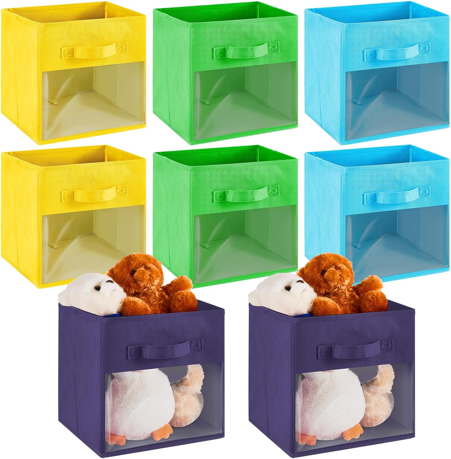 Marsui 8 Pcs Cube Storage Bins with Clear Window 11'' Daycare Storage Cube