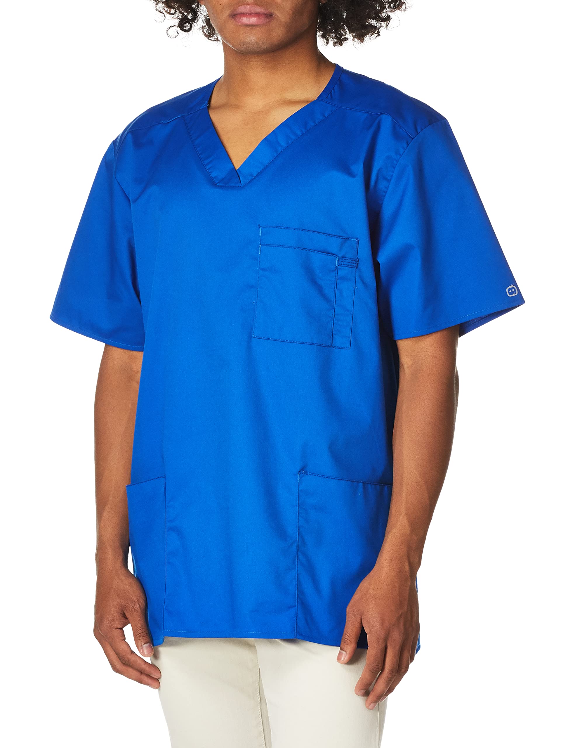 Wink WonderWORK Men's V-Neck Scrub Top, Royal, M