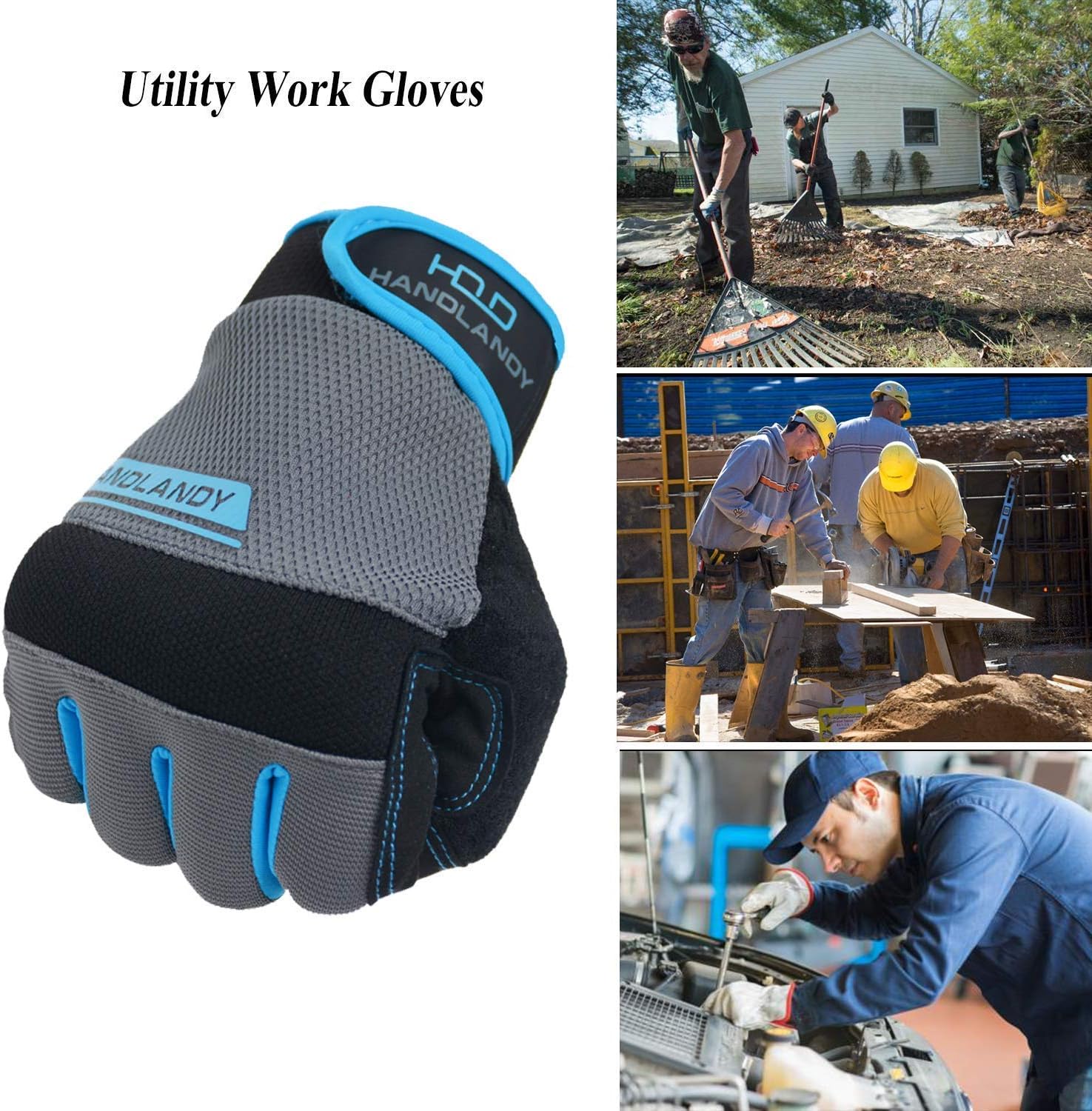 HANDLANDY Breathable Gardening Gloves & Work Gloves for Men & Women Medium