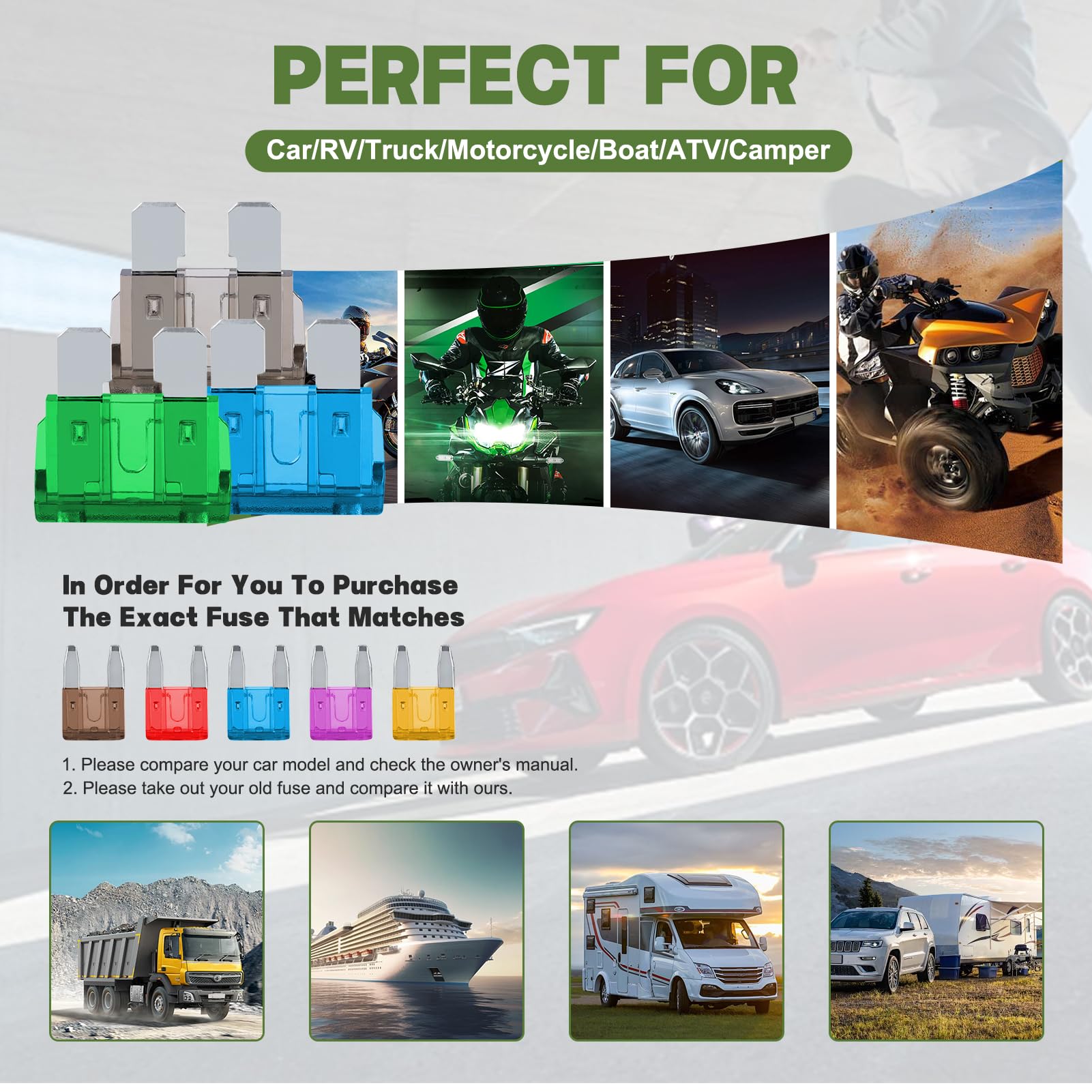 Fusibili a lama mini e standard, assortimento di 231 fusibili a lama per auto, camper, auto, moto, camion, ATV, UTV, barca, 2A, 3A, 5A, 7,5A, 10A, 15A, 20A, 25A, 30A, 35A, 40A, 45A