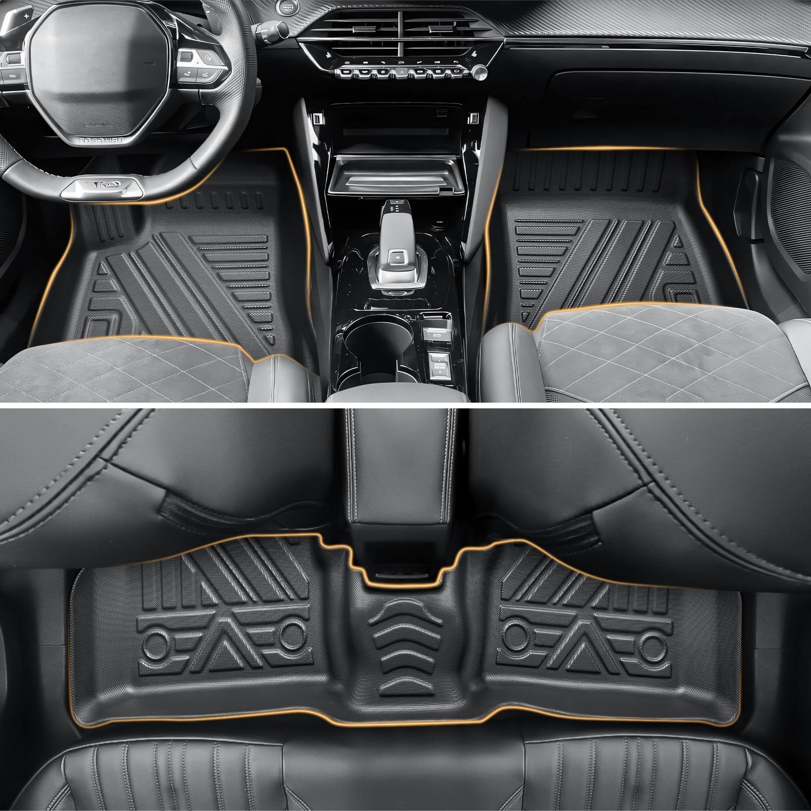 ECOZEN Tapis de Sol pour Peugeot 2008 2020-2026(Version Carburant) en TPE 3D Tapis de Voiture en Caoutchouc, antidérapant, imperméable, Toutes Saisons Tapis de Sol avec Boutons de Fixation