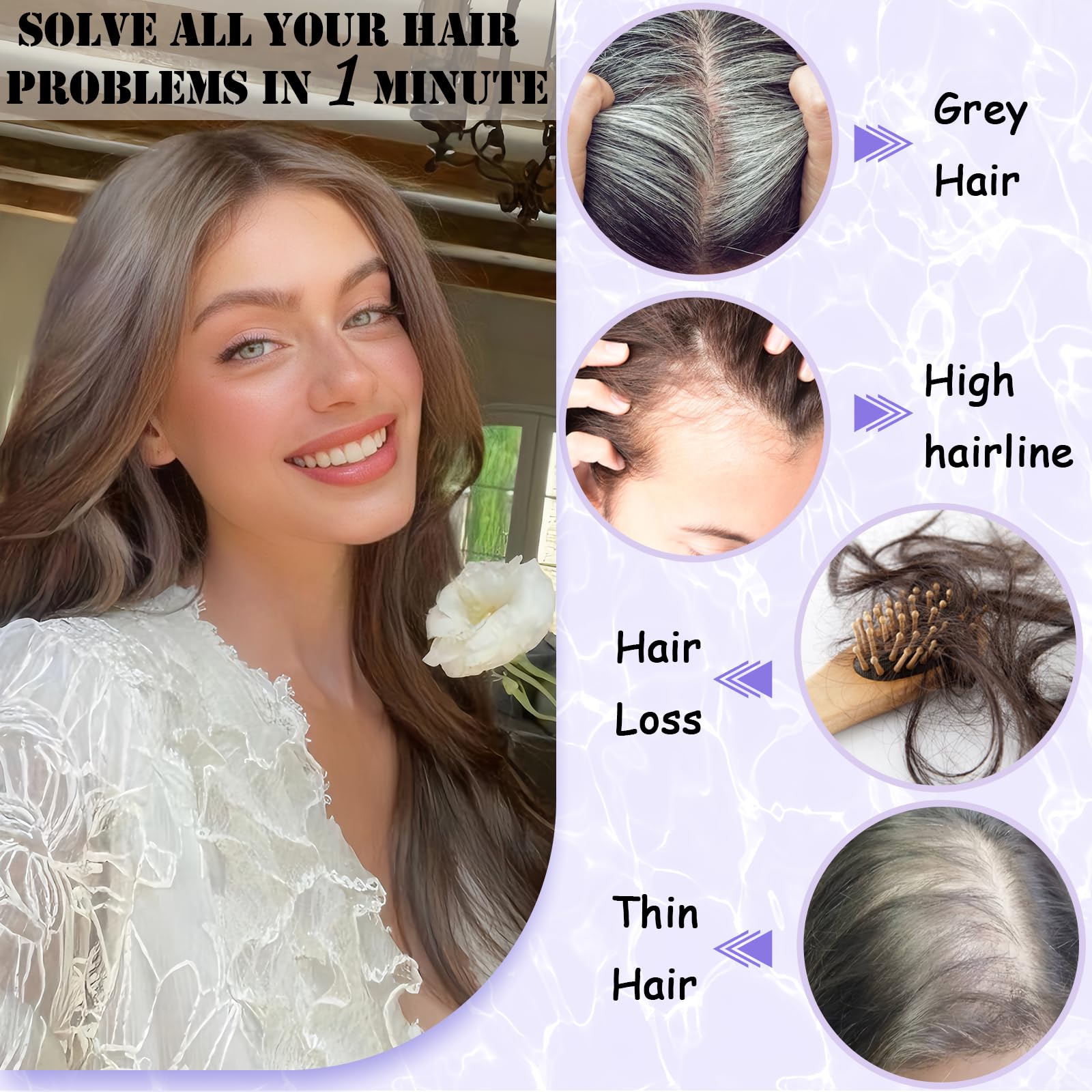 Real Human Hair Topper with Realistic Scalp Line & Side Bangs 3x5 main image 2