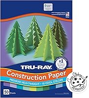 Vista 2 de Tru-Ray Papel de Construcción Resistente, Colores Surtidos Fríos, 9" x 12", 50 Hojas (102942) y Papel de Construcción Resistente, Colores Surtidos