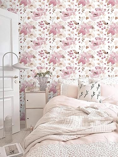 Miniatura 9 de Papel tapiz autoadhesivo para despegar y pegar, papel de contacto de acuarela amarillogrisblanco, papel tapiz floral autoadhesivo extraíble para