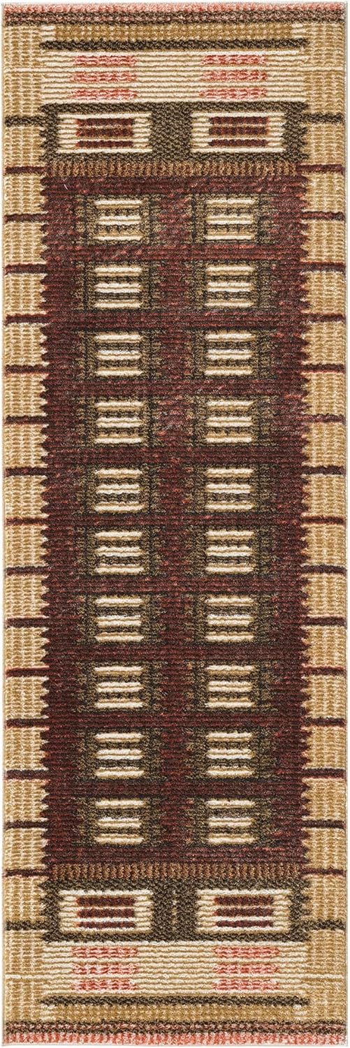 Nourison Home Nordic Rust 2' x 6' Area Rug - Easy Clean, Non Shedding, Bed Room, Living Room, Dining Room, Kitchen (6' Runner)