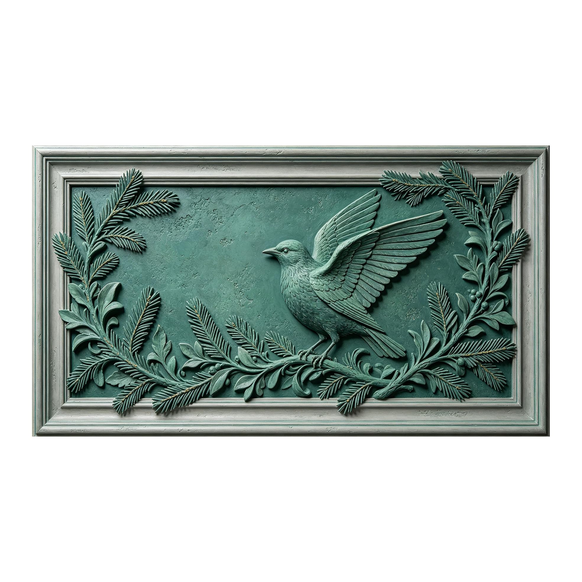 Yzpallescene 3D 3D Framed Wall Art 50cm×90cm Bird Relief Botanical Nordic Style Large Size SelfAdhesive Removable Wall Decor Prints Artwork for Living Room Bedroom Office