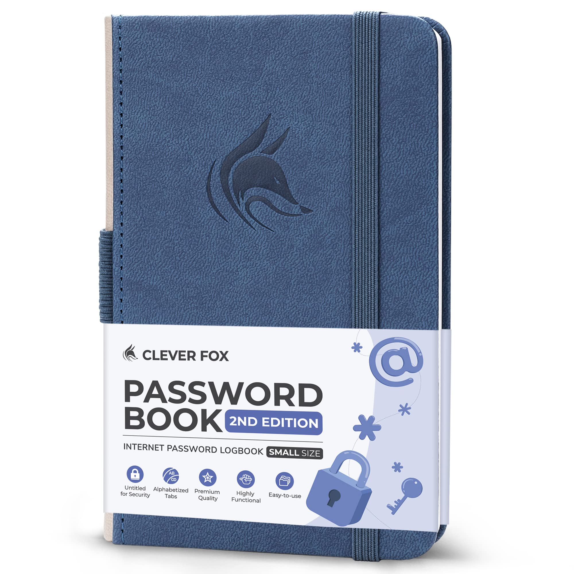 Clever Fox Password Book 2nd Edition Small – Pocket Password Keeper with Alphabetical Tabs – Internet Address Notebook & Login Details Organizer