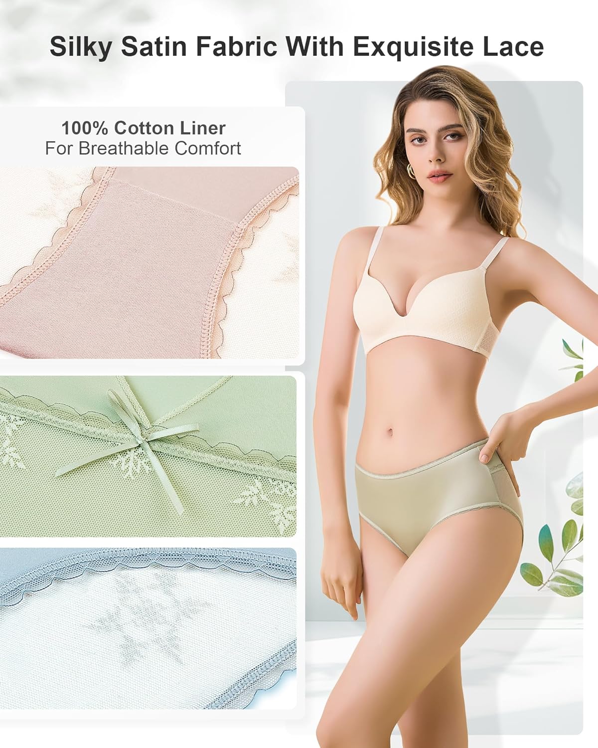 Women's Underwear Silky Satin Lace Underwear Hipster Panties 6-Pack Low Rise Lace Panties - Image 3