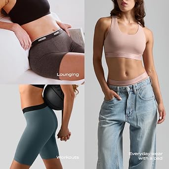 Woxer Baller Pad Liner Boxers for Women with Built-in Pad Liner Breathable Boyshort Underwear with Organic Cotton Gusset for Secure Pad Attachment & Comfort