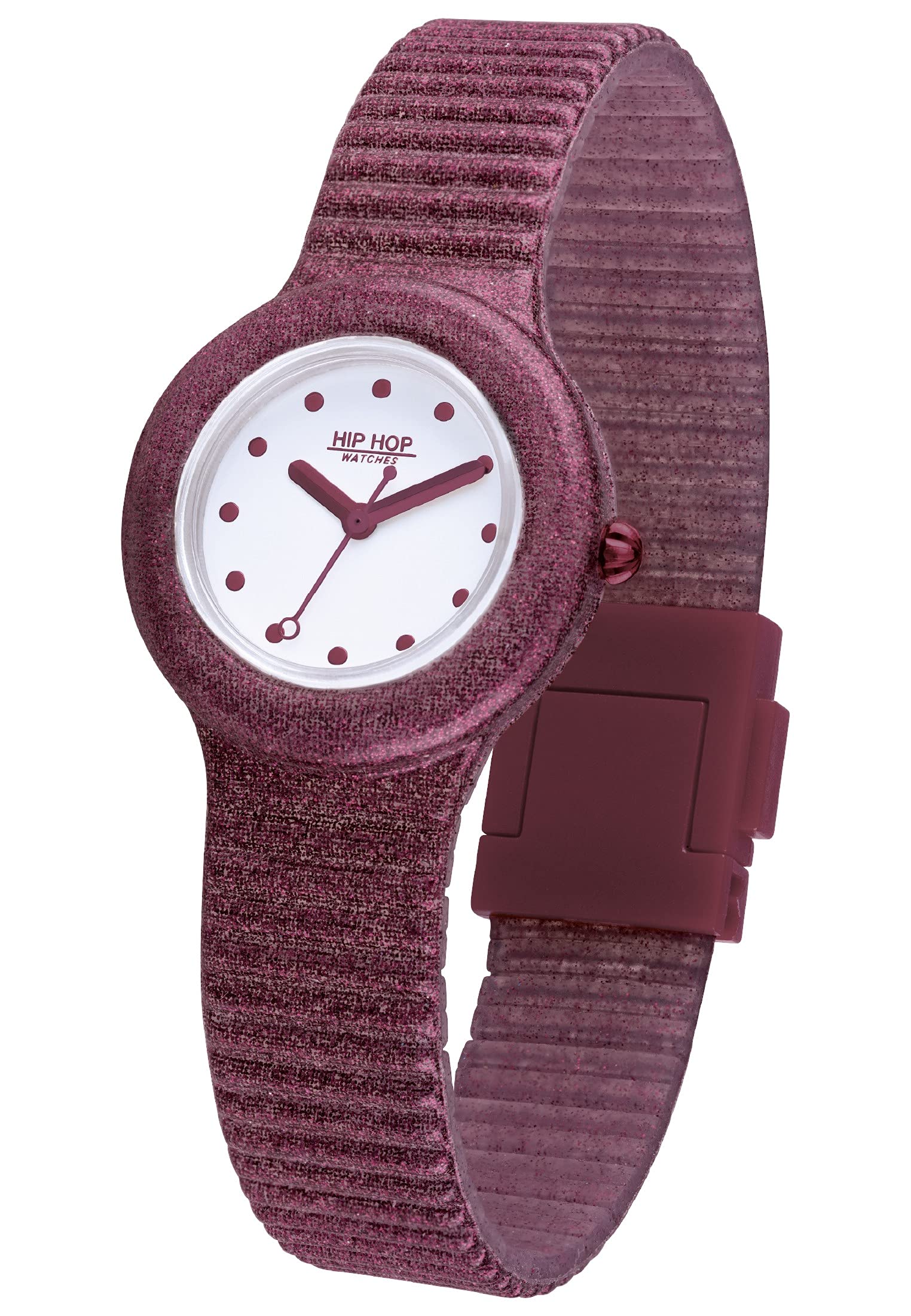 Hip Hop Sparkling Mania damski zegarek na rękę silikonowy bordowy, średnica: 32 mm, wodoszczelność: 5 bar, HWU1022