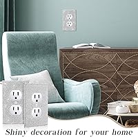 Vista 6 de 10 piezas de placas de pared brillantes plateadas con diamantes de imitación, cubiertas decorativas para enchufes con purpurina para el hogar