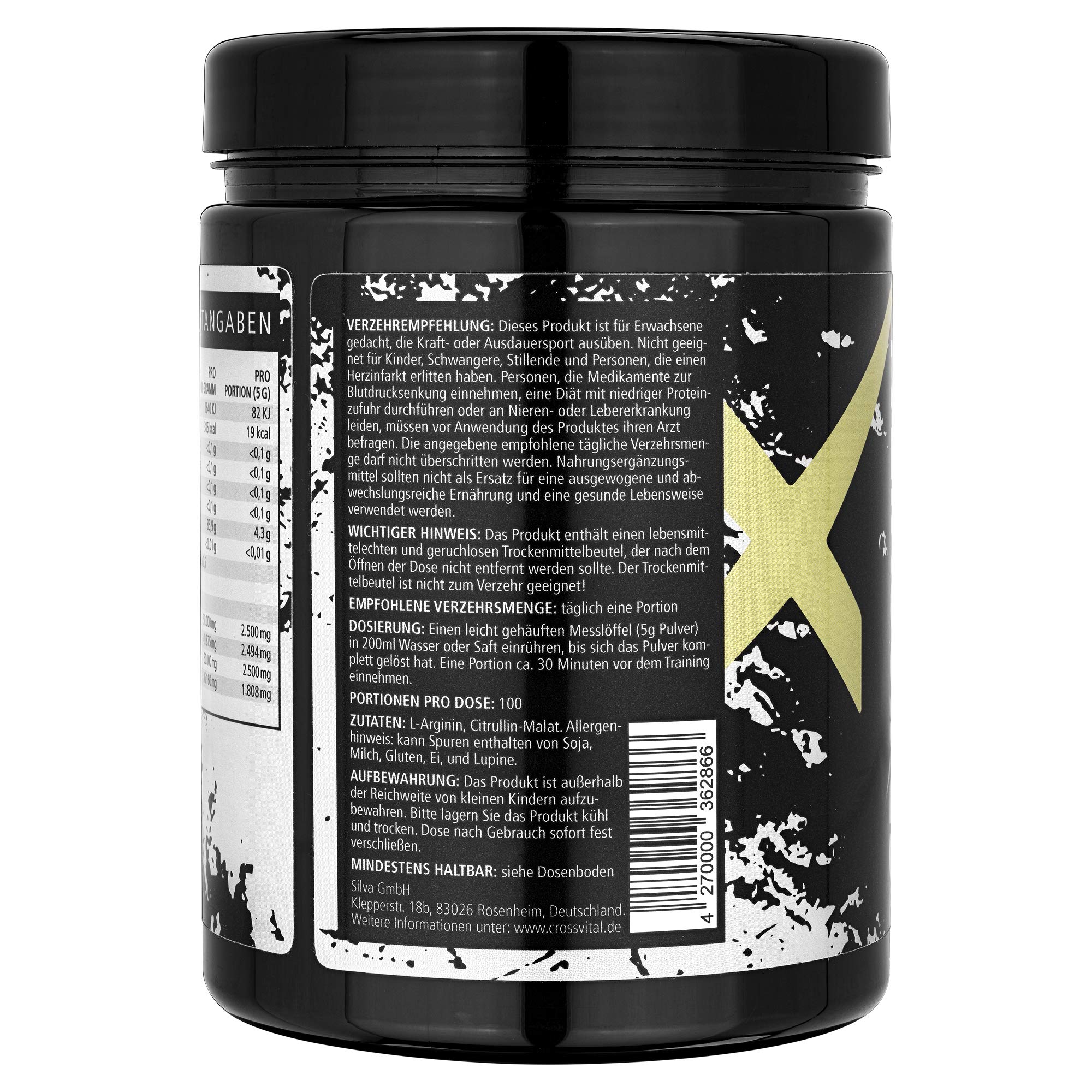 L-ARGININ & L-CITRULLIN Pulver I CROSSVITAL I vegan I 500g I 1A löslich I 100 Portionen I made in Germany
