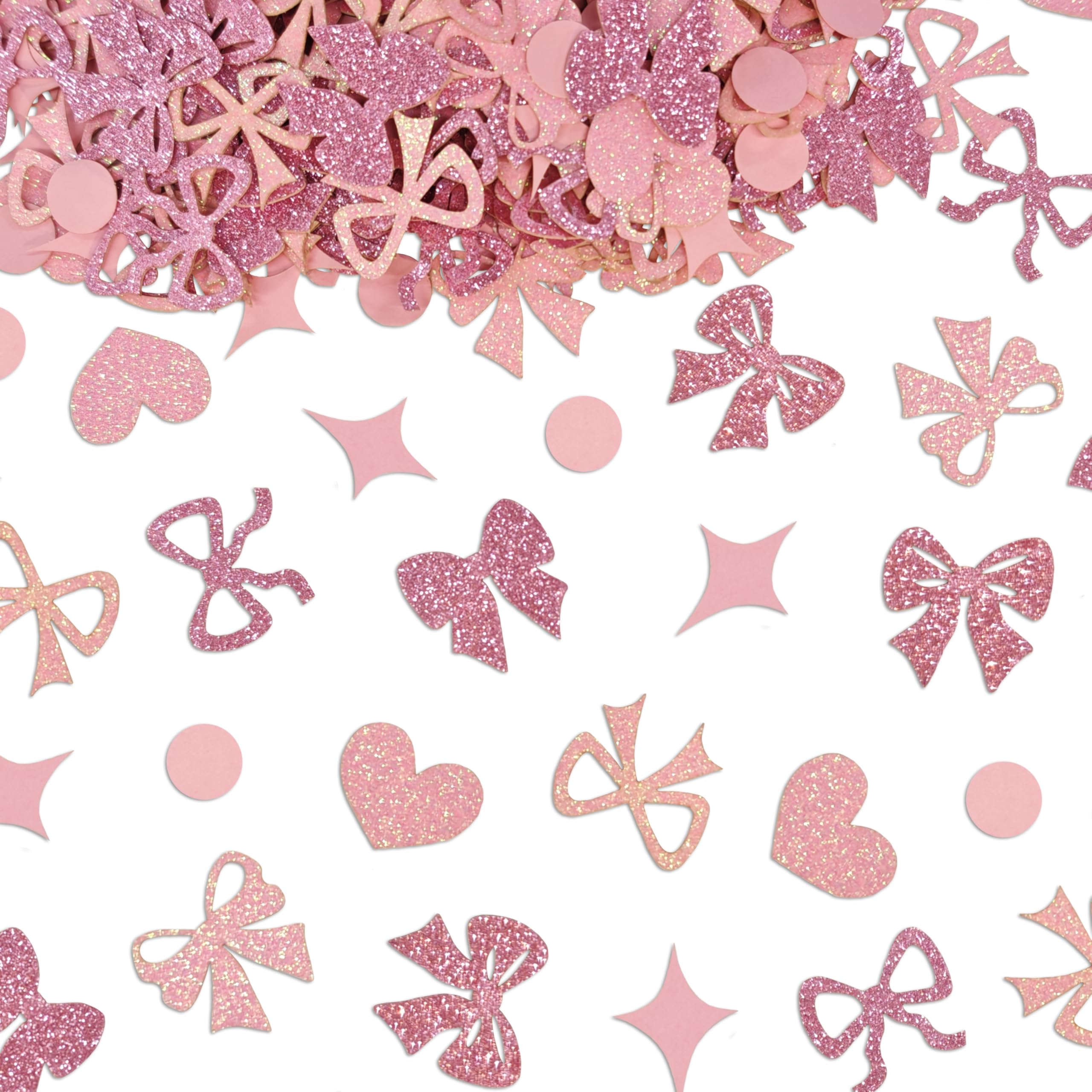 240 Pcs Pink Bow Confetti, Bow Theme Glitter Table Scatter for Coquette Baby ...