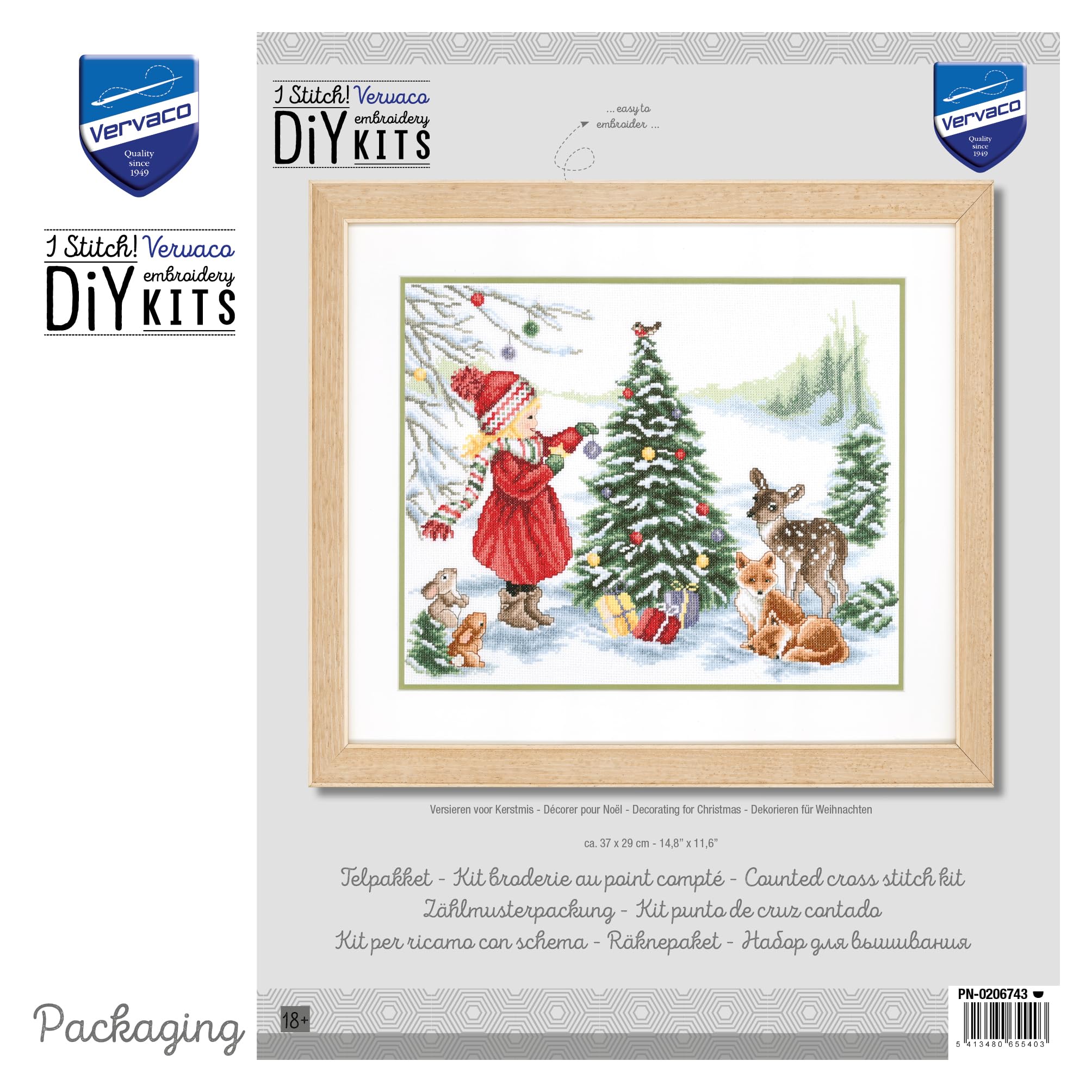 VERVACO Haft Krzyżykowy Liczony Zestaw Obraz do Haftu DEKOROWANIE NA ŚWIĘTA Zrób to Sam Zestaw Kreatywny dla Dorosłych 37 x 29 cm Dekoracja Ścienna DIY Cross Stitch Kit