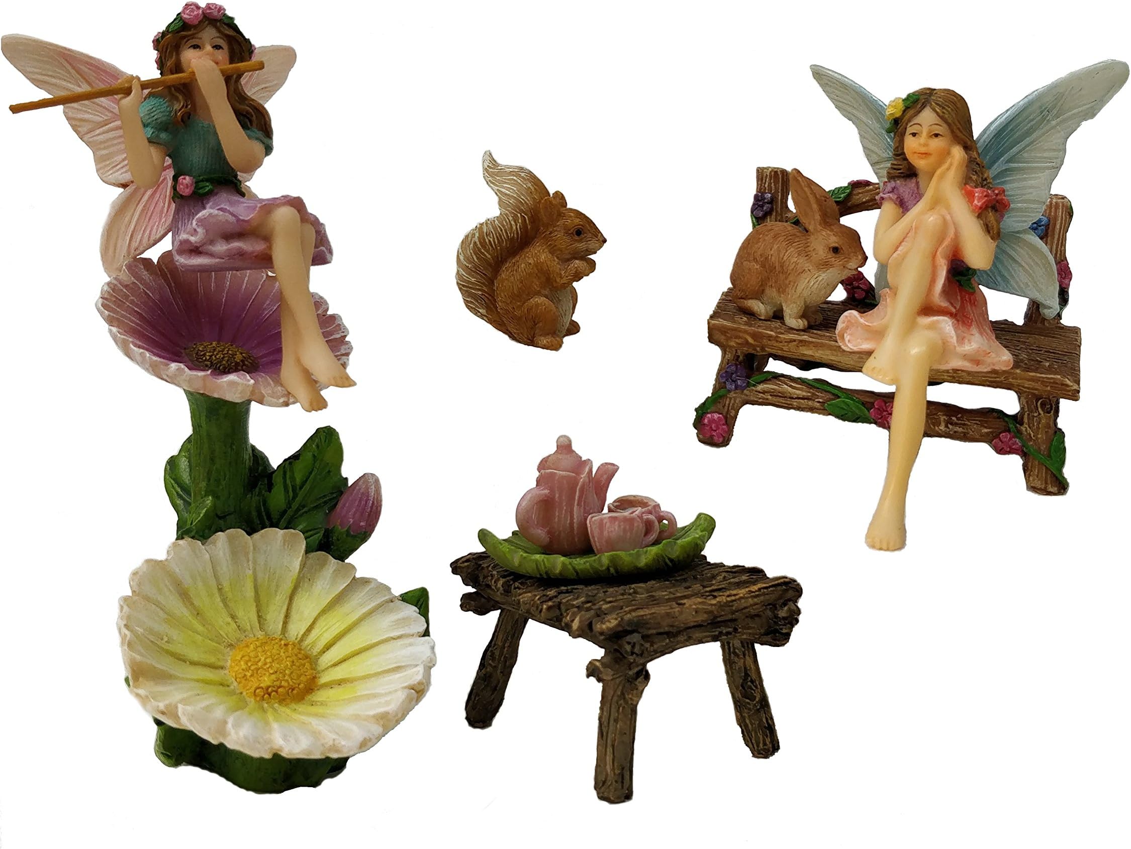 Twinkling Acorn Miniature Fairy Garden Set/Premium Quality 11 Piece Hand-painted Resin Fairy Figurines & Accessories/For Indoor & Outdoor Decor