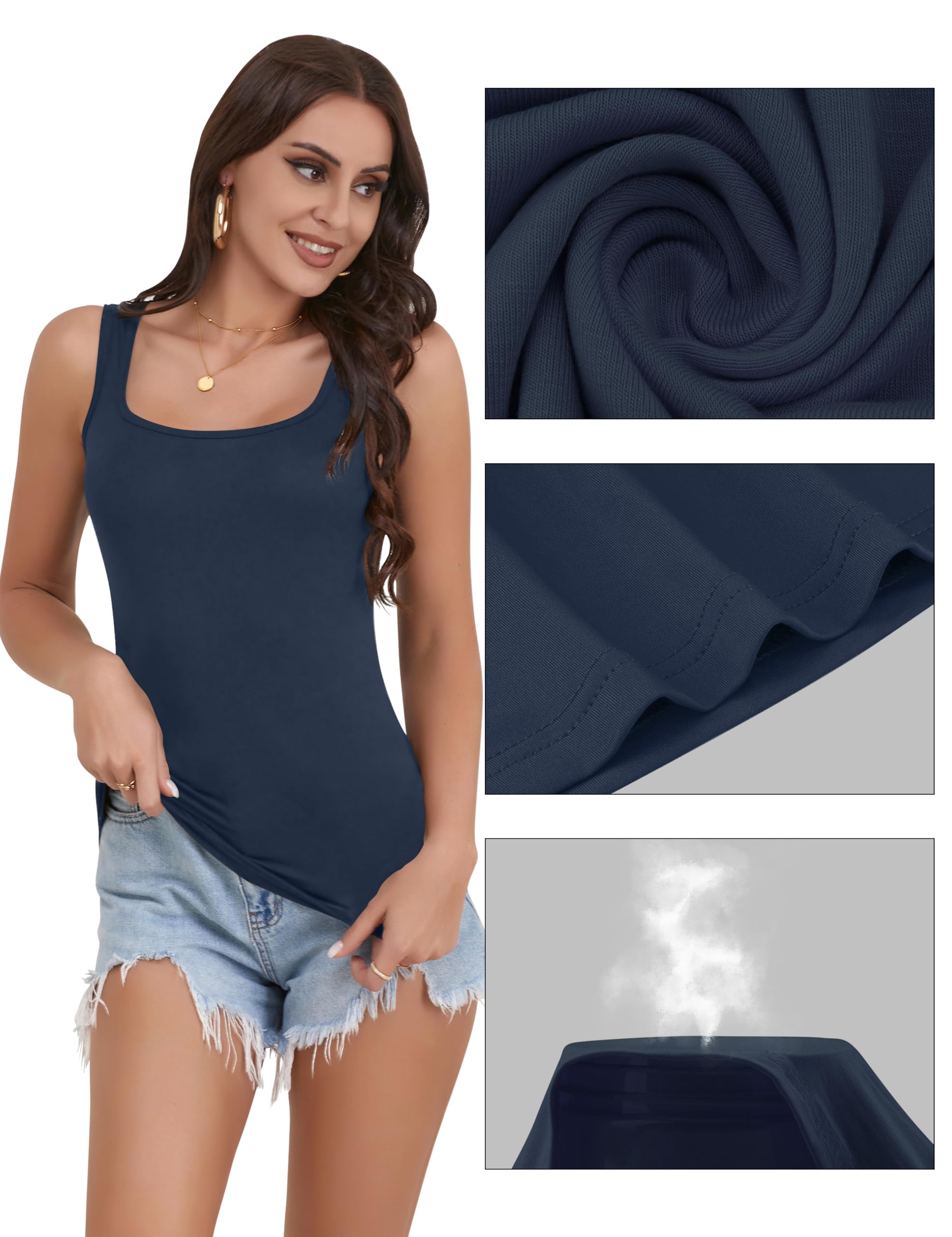 BQTQ 5 Pezzi Canotta Donna Tank Top Canottiera con Collo Quadrato Canotta Senza Maniche Canotta Estiva Sportiva