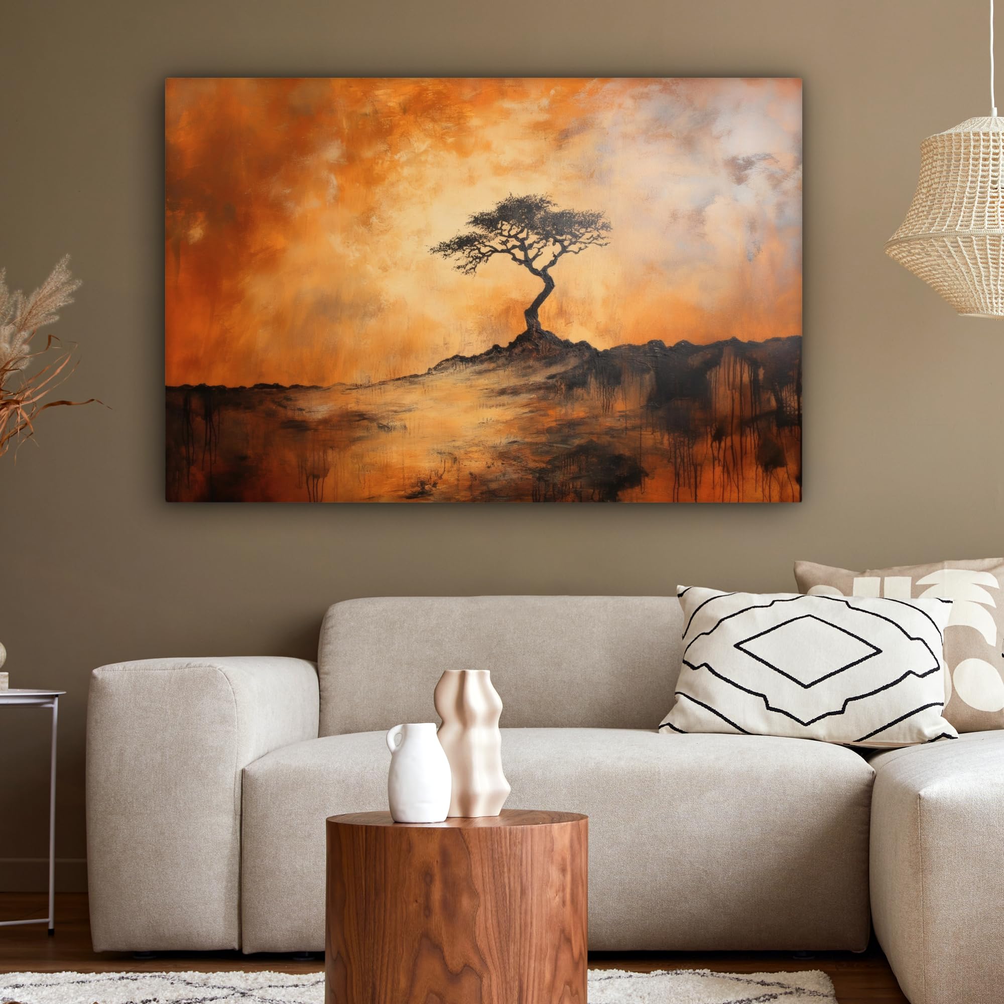 MuchoWow© Canvas Schilderij 120x80 cm Kamer Decoratie Woonkamer Schilderijen Slaapkamer Room Decor Wanddecoratie Wall Art Painting Abstract - Golven - Zwart - Verweerd