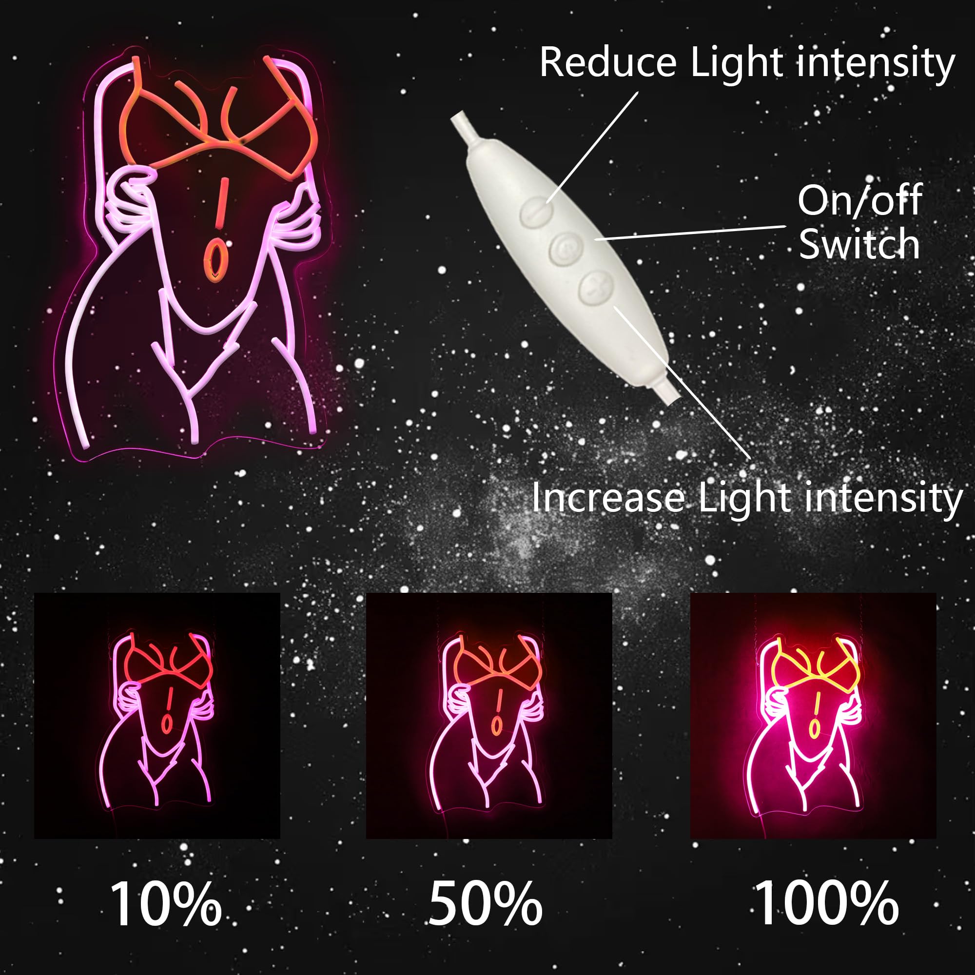 YingyiYing Sexy Lady Neon Sign Dimmable Lady Neon Sign Wall