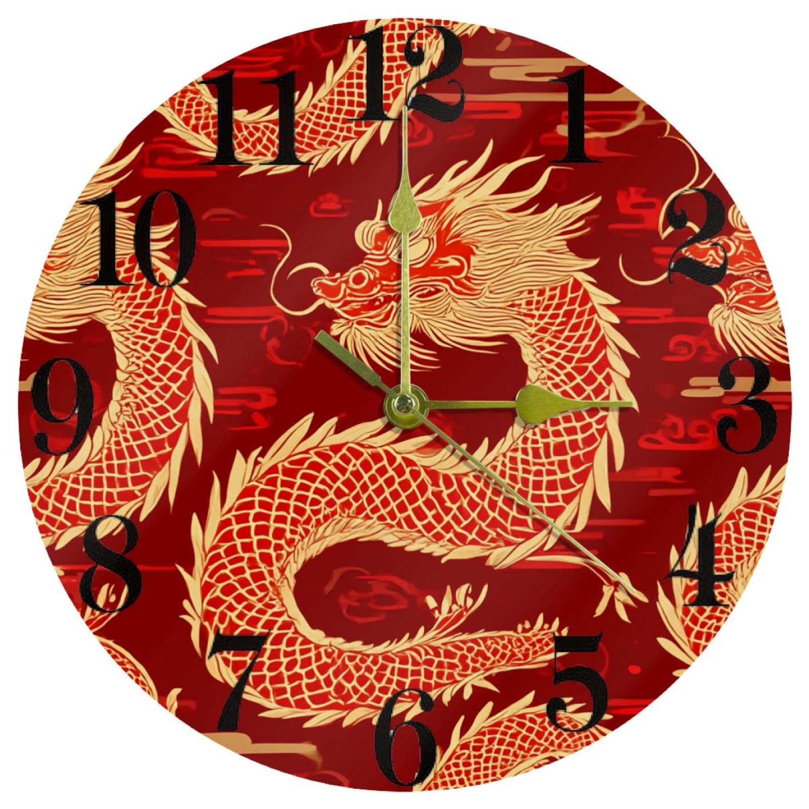 Horloge murale dragon à quartz pour stopper les bruits de tic-tac agaçants au bureau