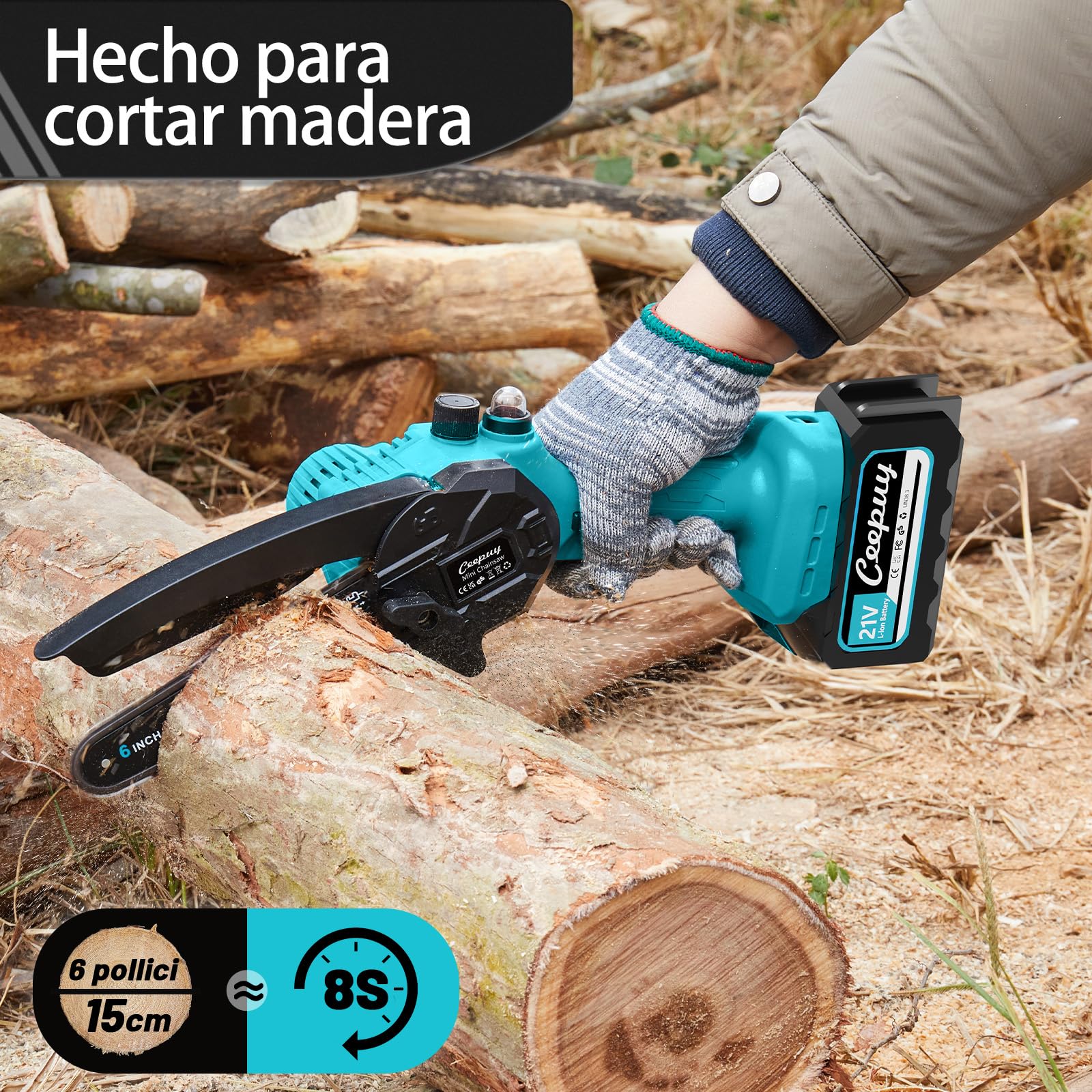 CEEPUY 10000mAh Mini Motosega a Batteria per Potatura,1000W 6 Pollici Sega a Batteria per Potatura con Pompetta Olio, Motosega Elettrica a Batteria per Il Taglio Del Legno Giardini