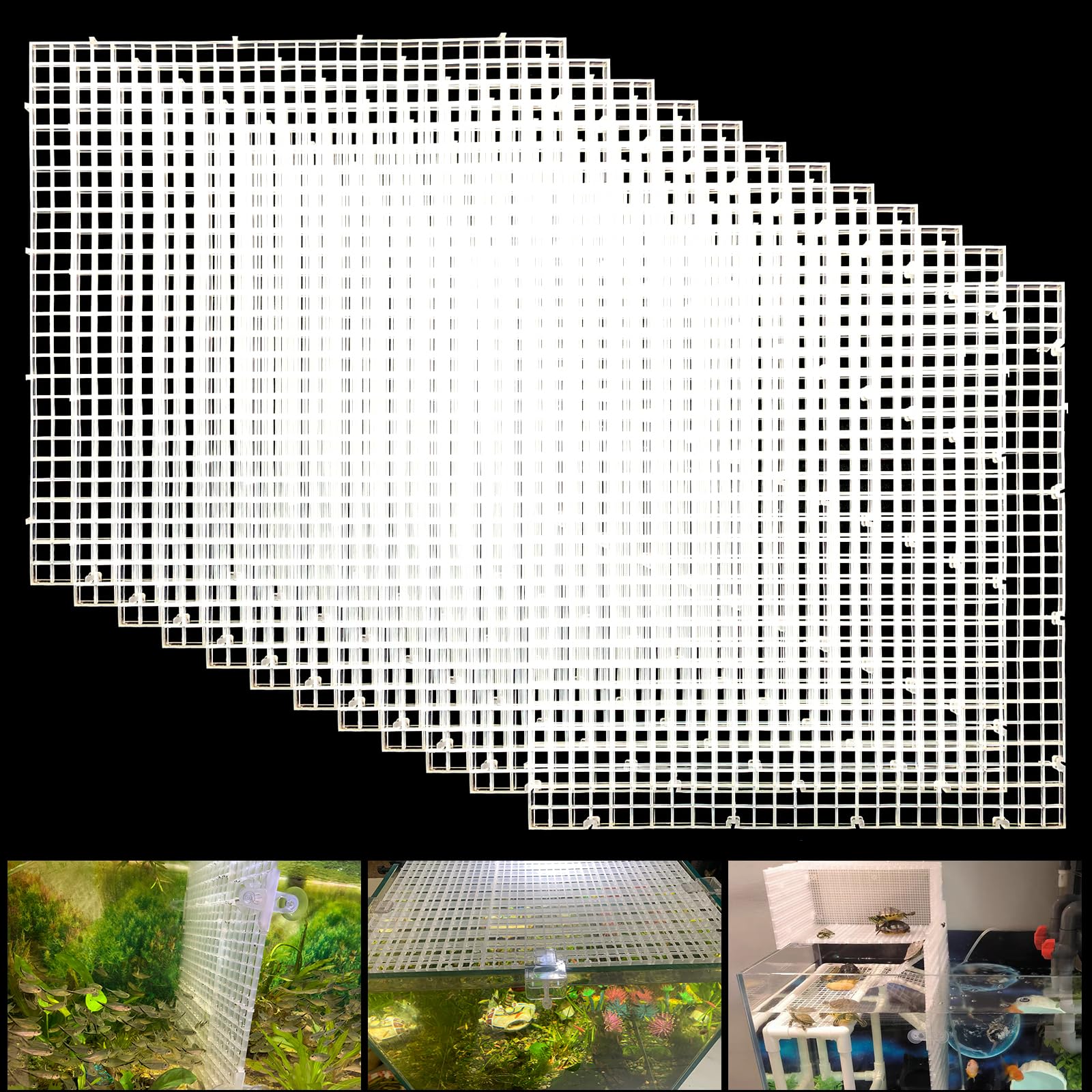 Adjustable Aquarium Fish Tank Divider Filter Bottom Plastic Grid Fish Tank Isolation Board Egg Crate Tray(White, 12pcs 11.8X11.8Inch with 0.35Inch