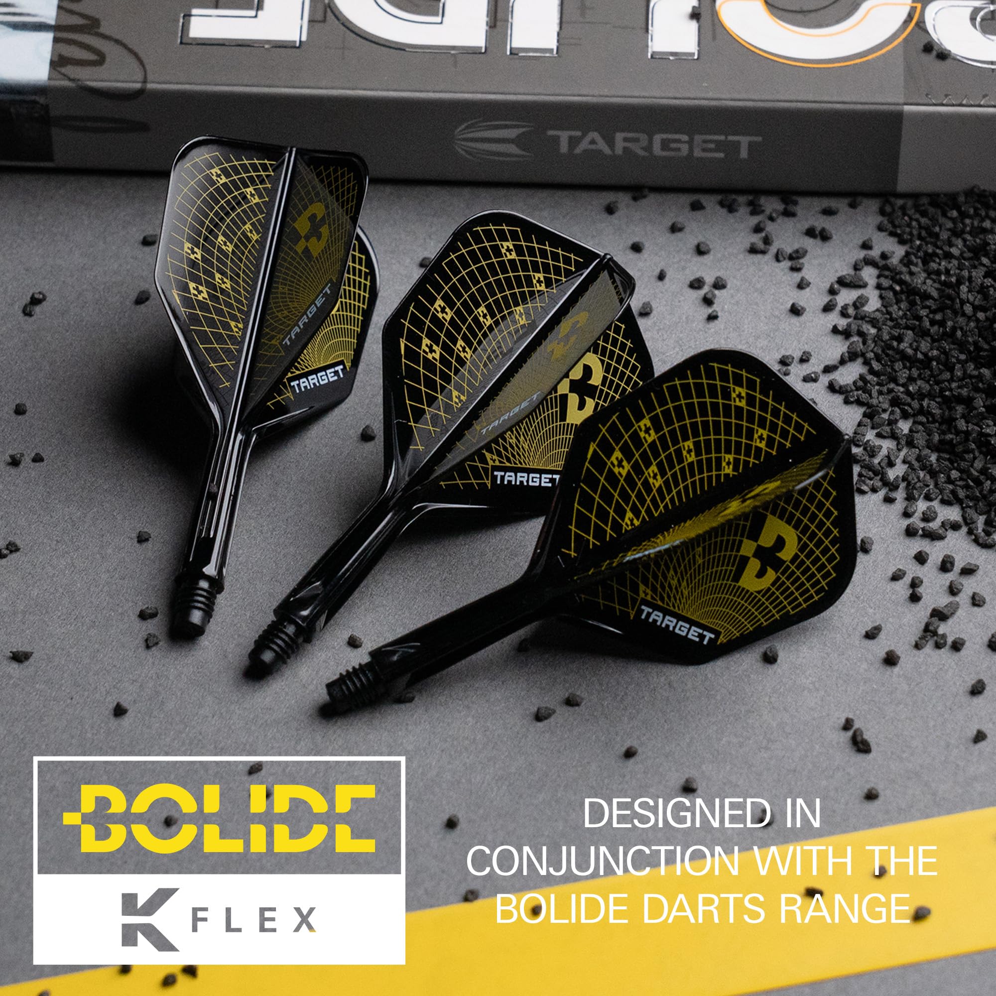 Target Darts K-Flex Bolide Dart Flights & Shafts, No.6 (Intermediate, 26mm) | Pack of 3 Kflex Integrated Flight & Shaft System, All in One Moulded Stem | Professional Dart Accessories - 3