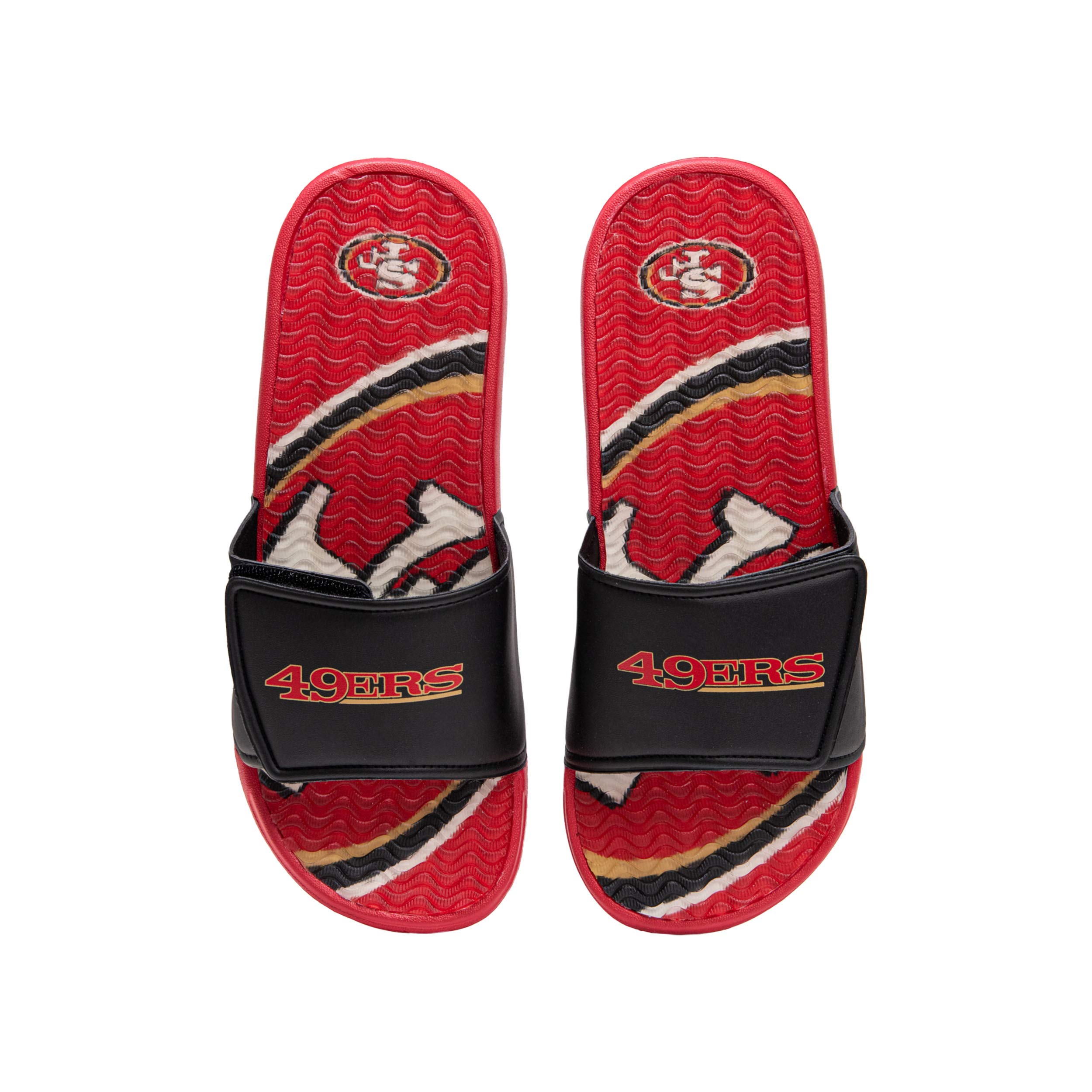 FOCO San Francisco 49ers NFL Mens Wordmark Gel Slides - L