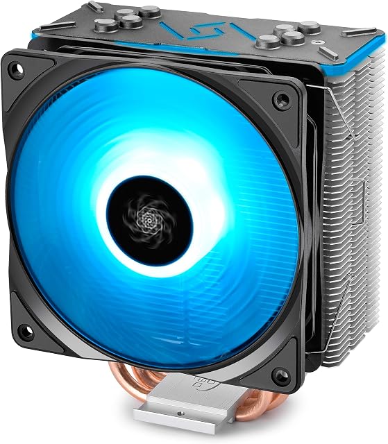 DeepCool GAMMAXX GT BK, CPU Air Cooler, SYNC RGB Fan and RGB Black Top Cover, Cable or Motherboard Control Supported, 4 Heatpipes, 120mm RGB Fan, Universal Socket Solution