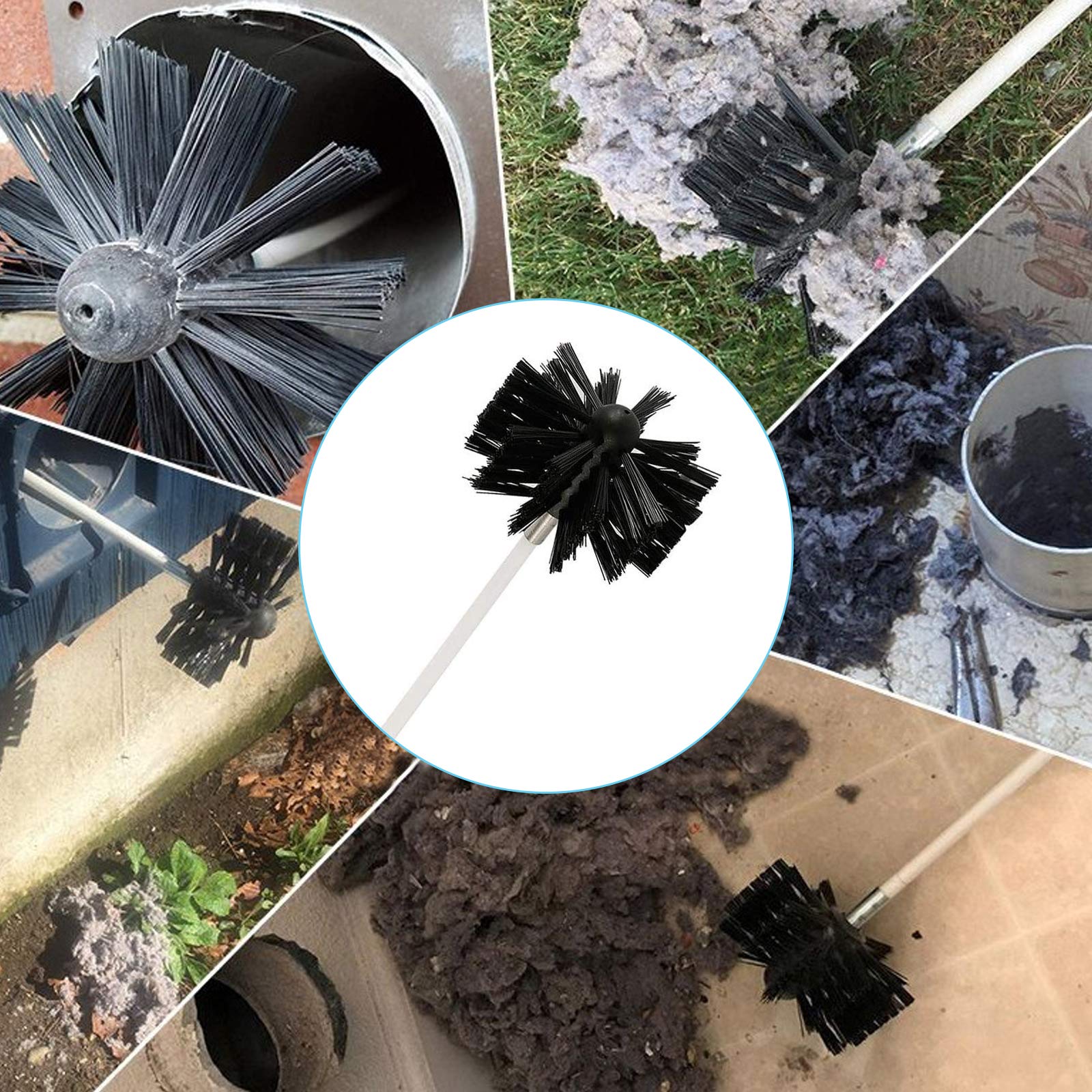 Kit de cepillo de limpieza para chimenea, diámetro 100 mm, herramienta de limpieza de chimenea, cepillo de 12 varillas flexibles de 410 mm y 2 cabezales de cepillo de 100 mm de diámetro para estufa de — view 9