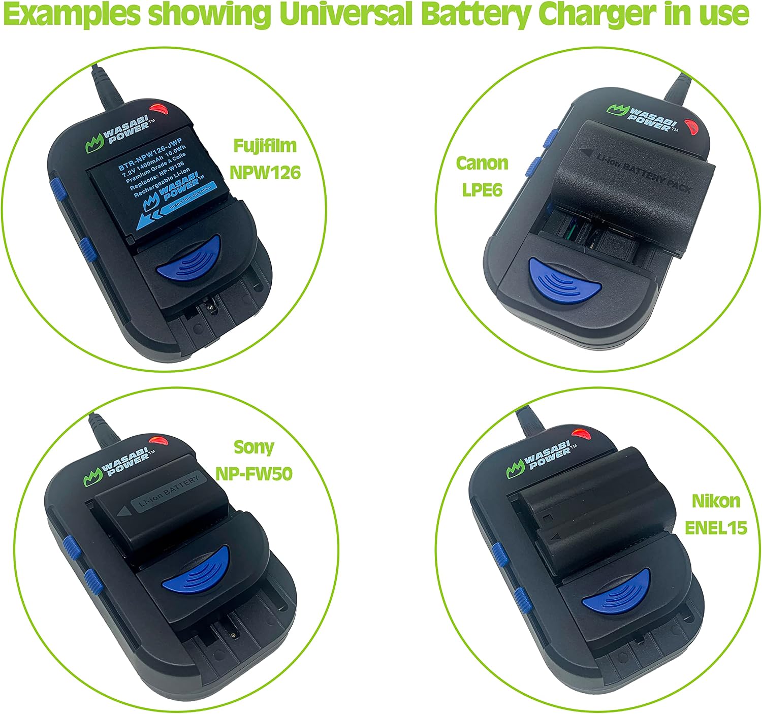 Wasabi Power Universal Camera Battery Charger Compatible with AA, AAA, Canon, Contour, Fujifilm, JVC, Leica, Nikon, Olympus, Panasonic, Pentax, Ricoh, Samsung, Sony and More