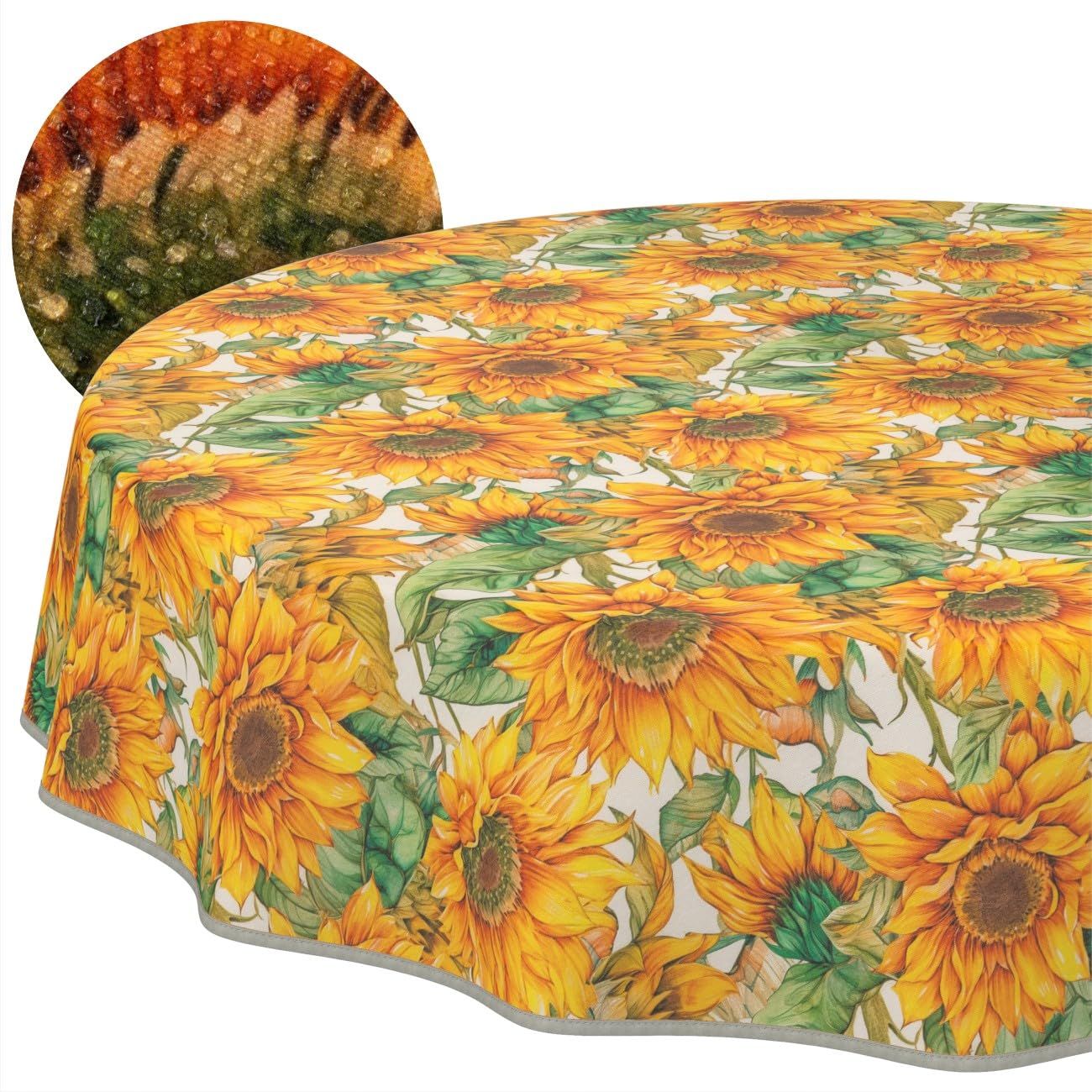 Nappe ronde 100 cm lavable effet lotus pour en finir avec les taches de table