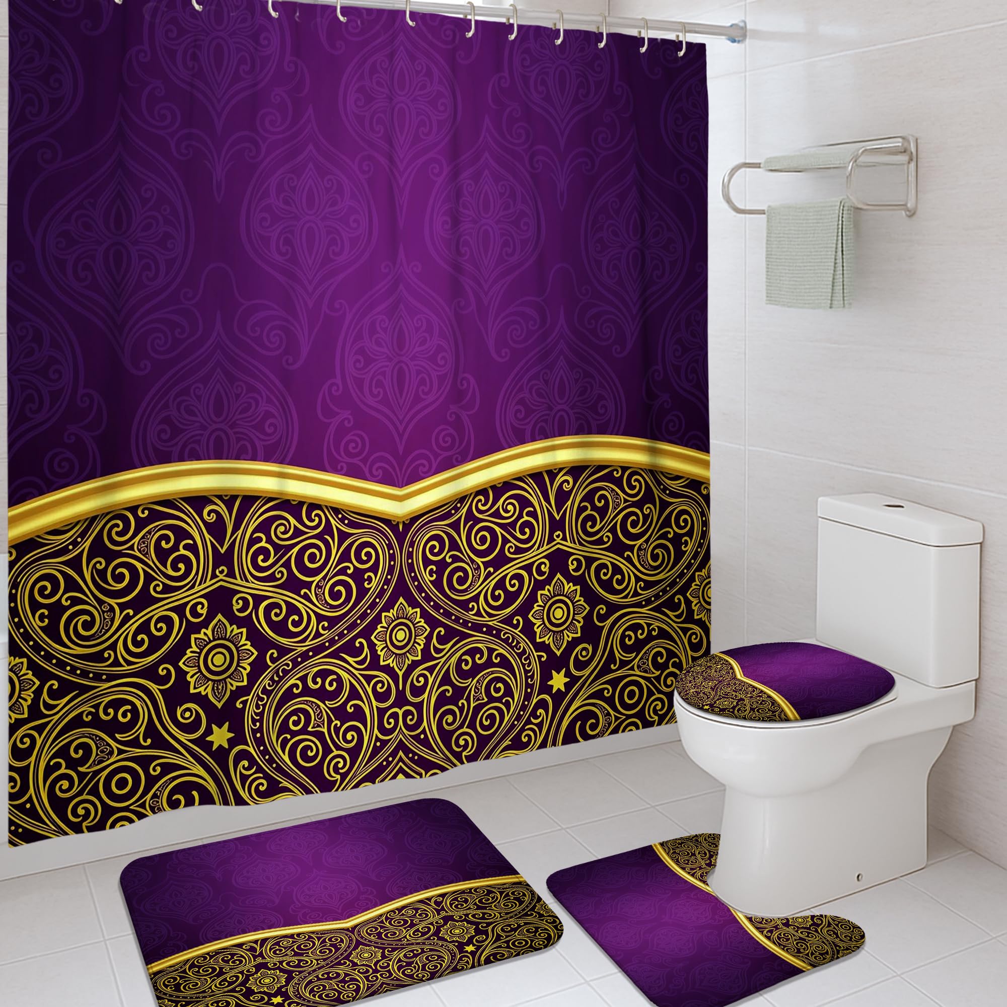 Rideaux de douche floral lavable pour éliminer les éclaboussures de bain