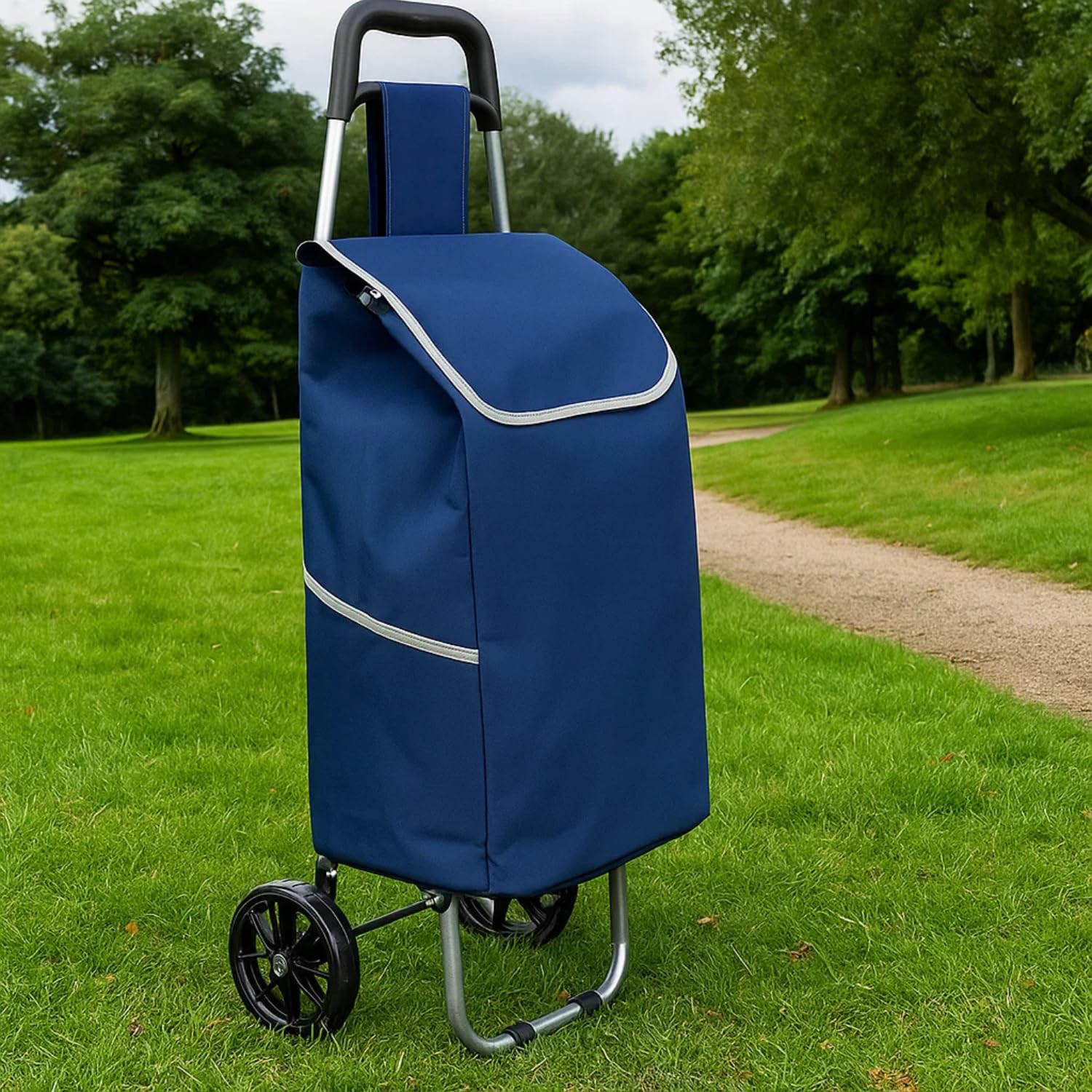 BucketList Shopping Cart Shopping Carry Shopping Trolley, Removable Bag, Folding Shopping Cart with Wheels Large and Lightweight Shopping Trolley (Blue)