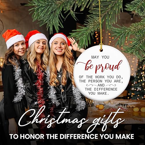 Miniatura 2 de OASSIE Regalos de agradecimiento de Navidad para empleados para compañeros de trabajo, adornos de Navidad de cerámica 2025 para decoraciones de