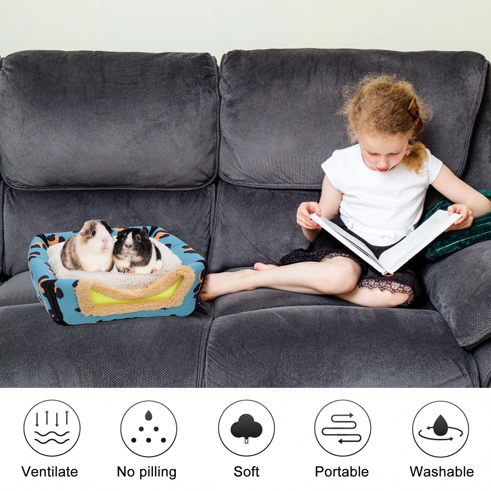 Cuccia Morbida Per Porcellini D'India E Piccoli Animali - Casa Grotta 26x26x26cm, Doppio Uso - Foto 8