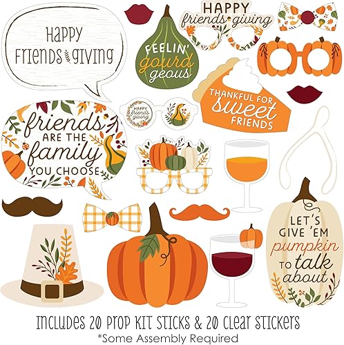 Miniatura 2 de Big Dot of Happiness Fall Friends - Kit de accesorios para cabina de fotos para fiesta de Acción de Gracias, 20 unidades