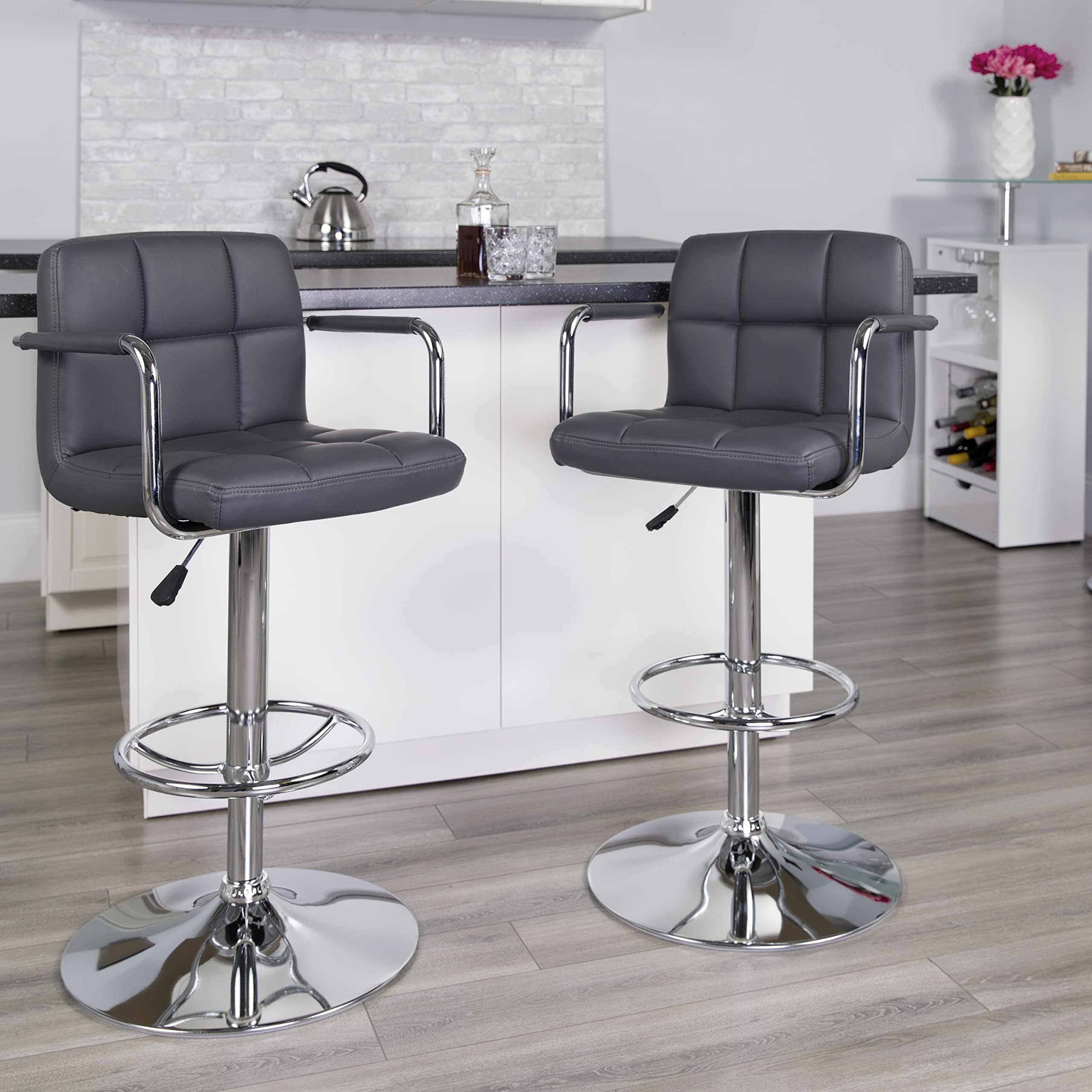 adjustable height chrome bar stool