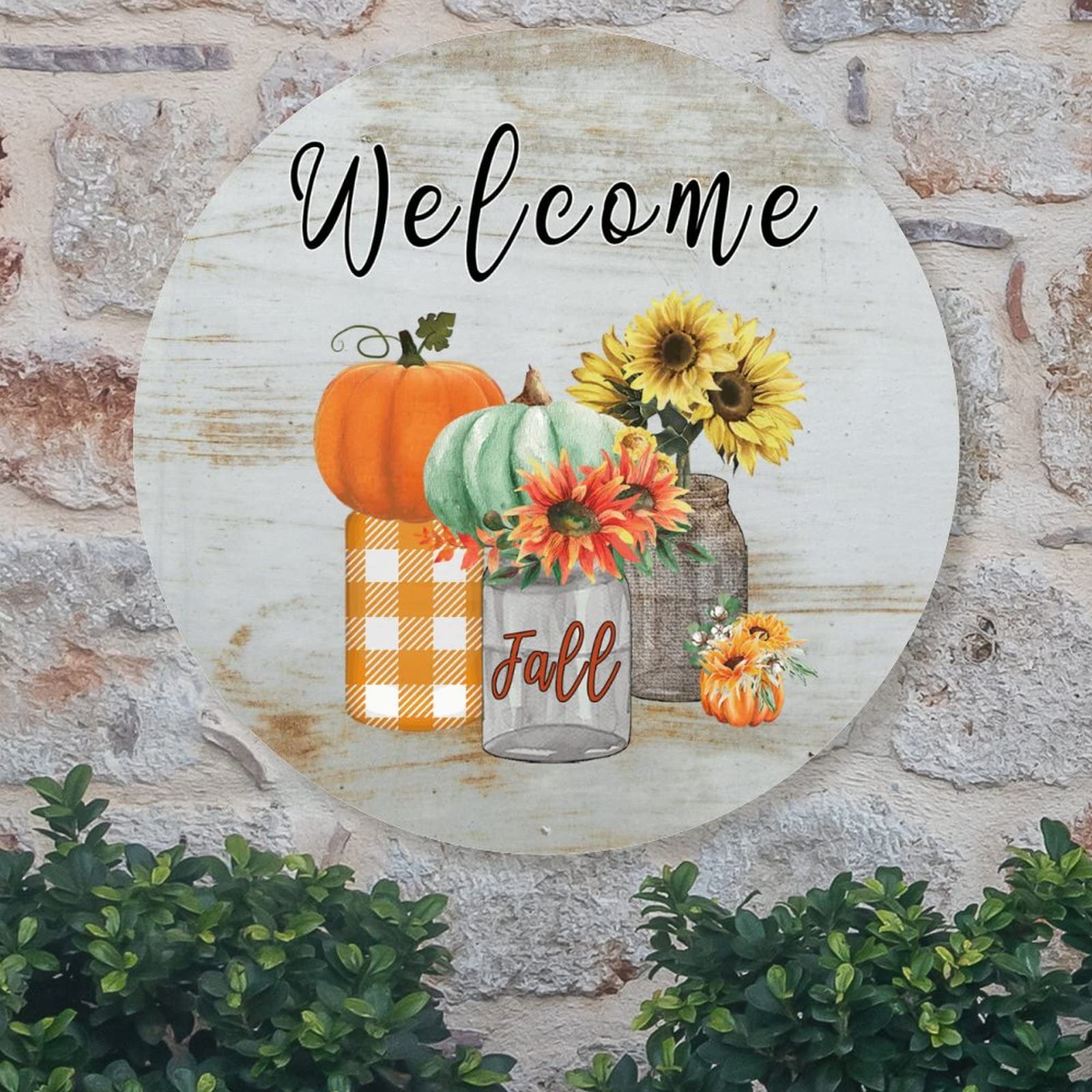 Amazon.com: Thanksgiving Fall Metal Sign Sunflower Pumpkin Orange  display picture 1