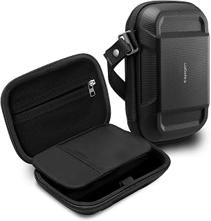 Spigen ガジェットポーチ ケーブル収納 高級PU素材 トラベルポーチ 旅行 出張 小物入れ 衝撃吸収 カラビナ付き ラギッド・アーマー・プロ AFA04536 (ブラック)