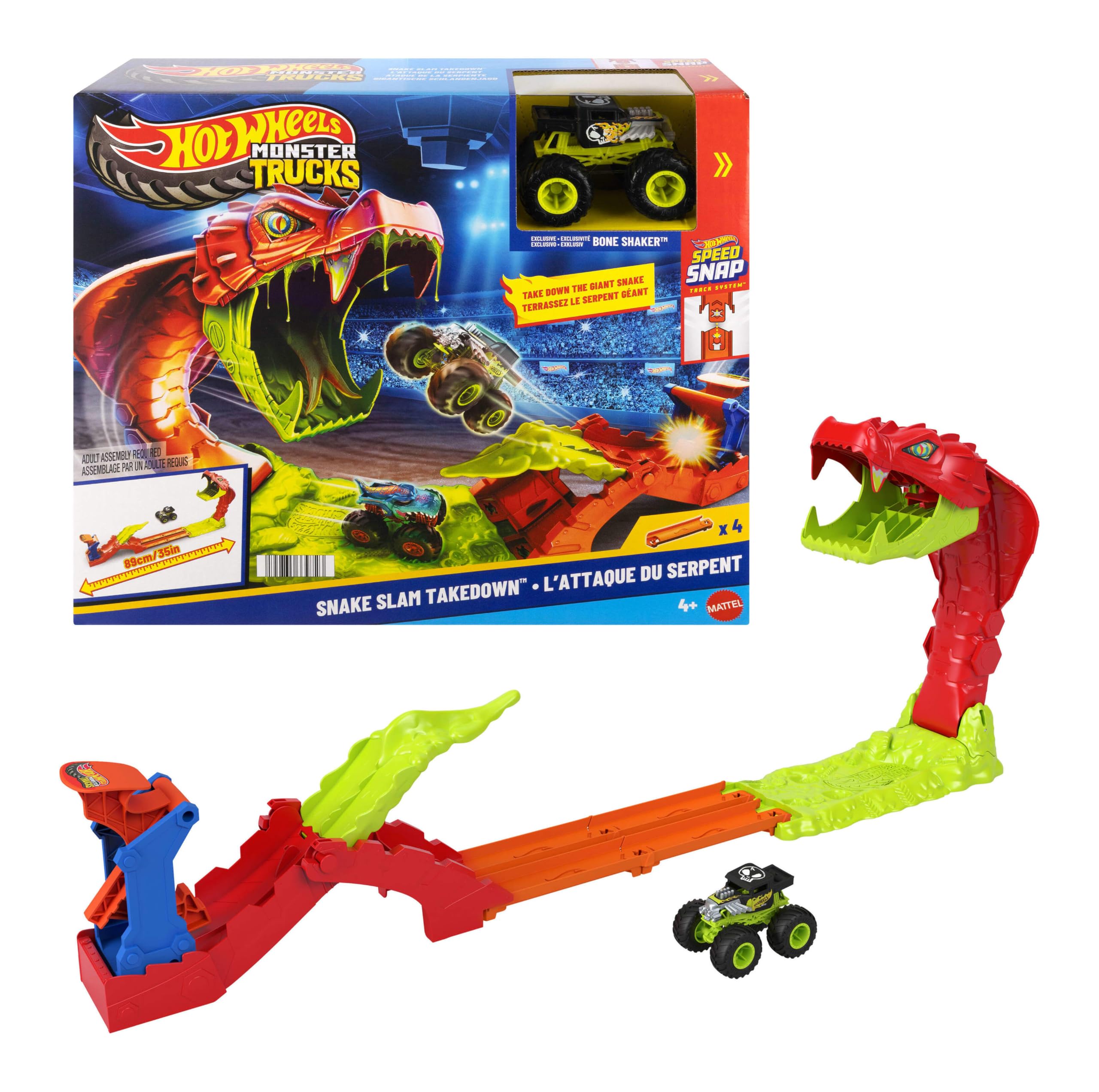 Hot Wheels Monster Trucks Snake Slam Takedown & Exclusive Bone Shaker