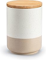 Vista 11 de vancasso Sabine - Juego de recipientes grandes de cerámica con tapas de madera herméticas, 2 tarros de almacenamiento de alimentos de cocina
