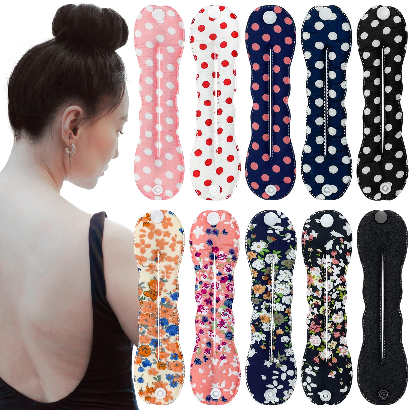 10 Pcs Hair Bun Maker French Magic Twist Donut Hair Bun Snap Roll Sponge Bun Donut Lazy Hair Curler Tool Polka Dot Flower Flexible Chignon Donut Quick Twister Hair Styling Accessories for Women Girls