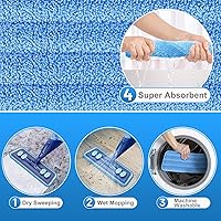 Vista 3 de Mopa de microfibra para pisos de madera dura - Mopa en aerosol húmeda y seca con 4 almohadillas lavables para azulejos, madera, laminado, vinilo