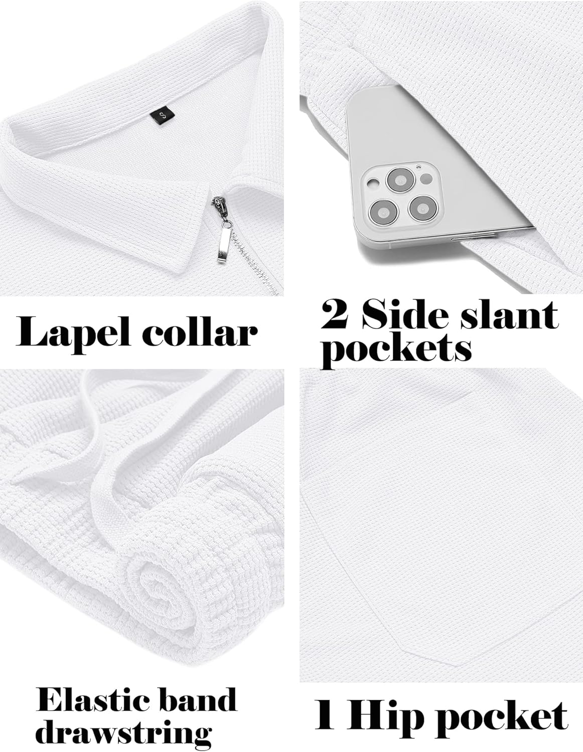 Babioboa Men's Short Sleeve Polo Shirt & Shorts set Summer Two Piece Outfits 3 Pockets zip Tracksuits Casual Daily Sport - Image 5