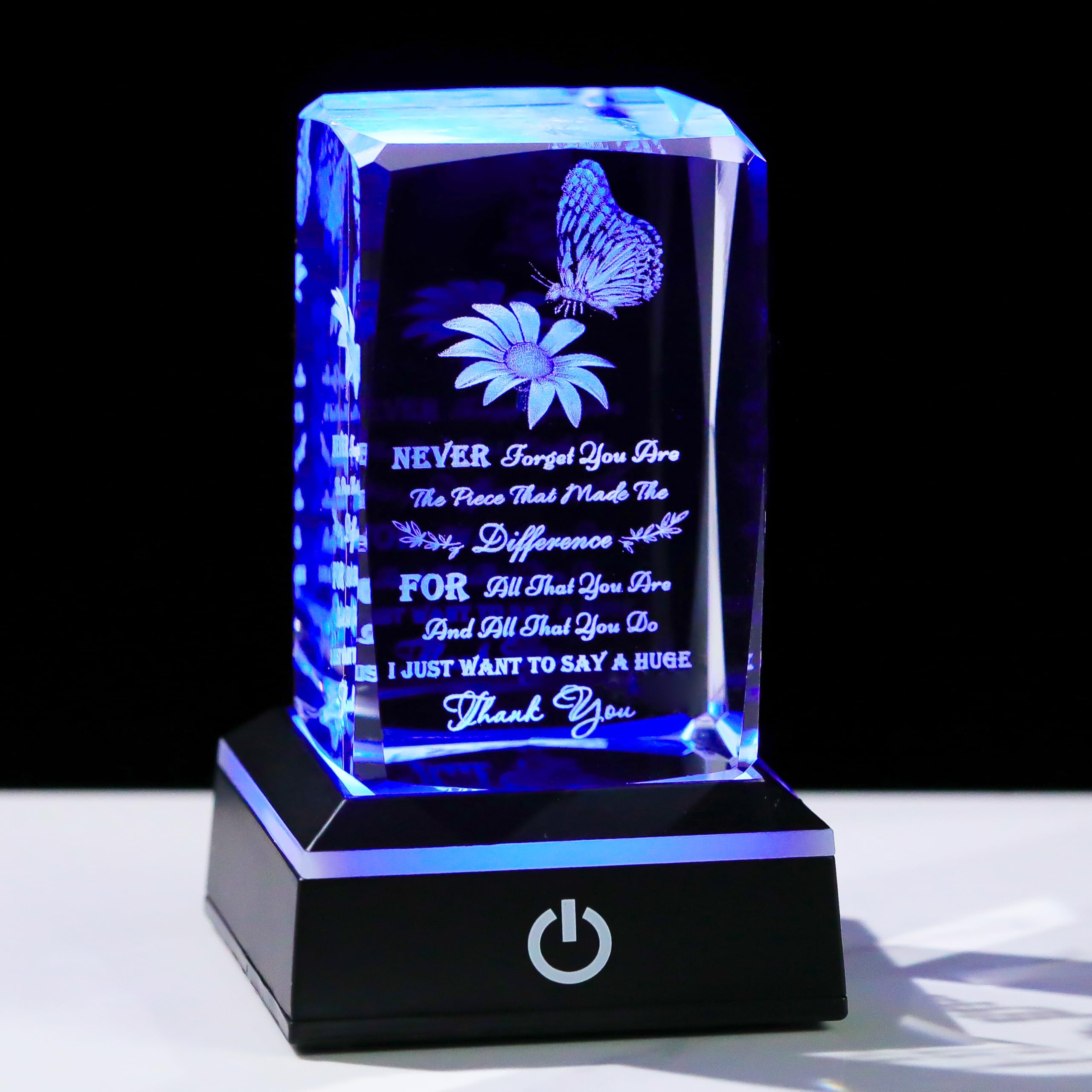 Thank You Gifts for Women Men - Crystal Engraved Decor with led light Presents for Teacher Doctor Nurse Boss Coworker - Inspirational Appreciation Gift for Female Male Leader Best Friends Grateful