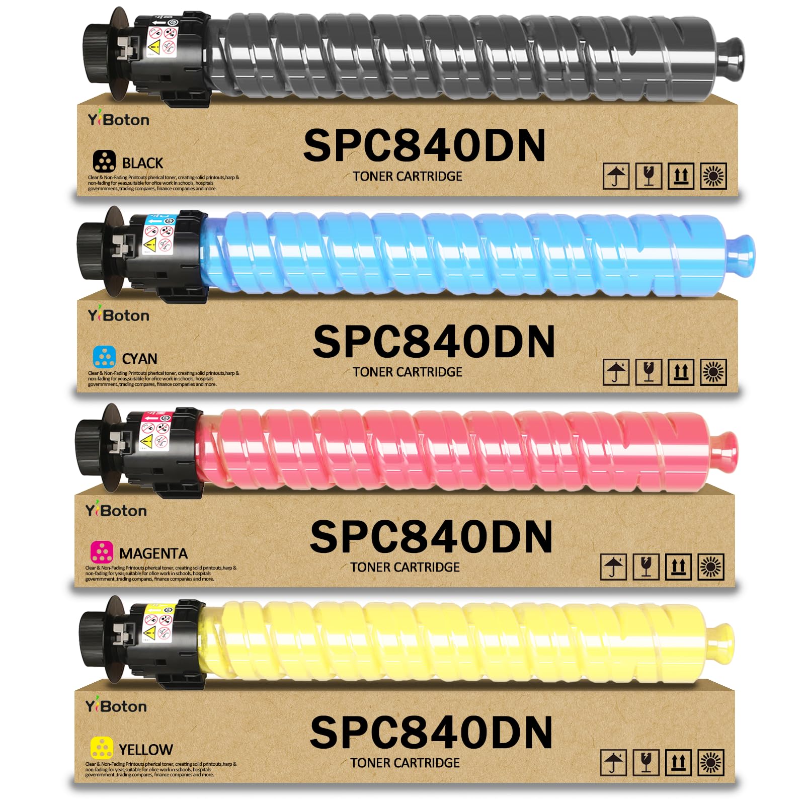 SPC840dn High Capacity Toner Cartridge Replacement 821255 821256 821257 821258 Toner Compatible for Ricoh Aficio SP C840 SP C842 SP C840DN SP C842DN Printer Toner(4-Pack)