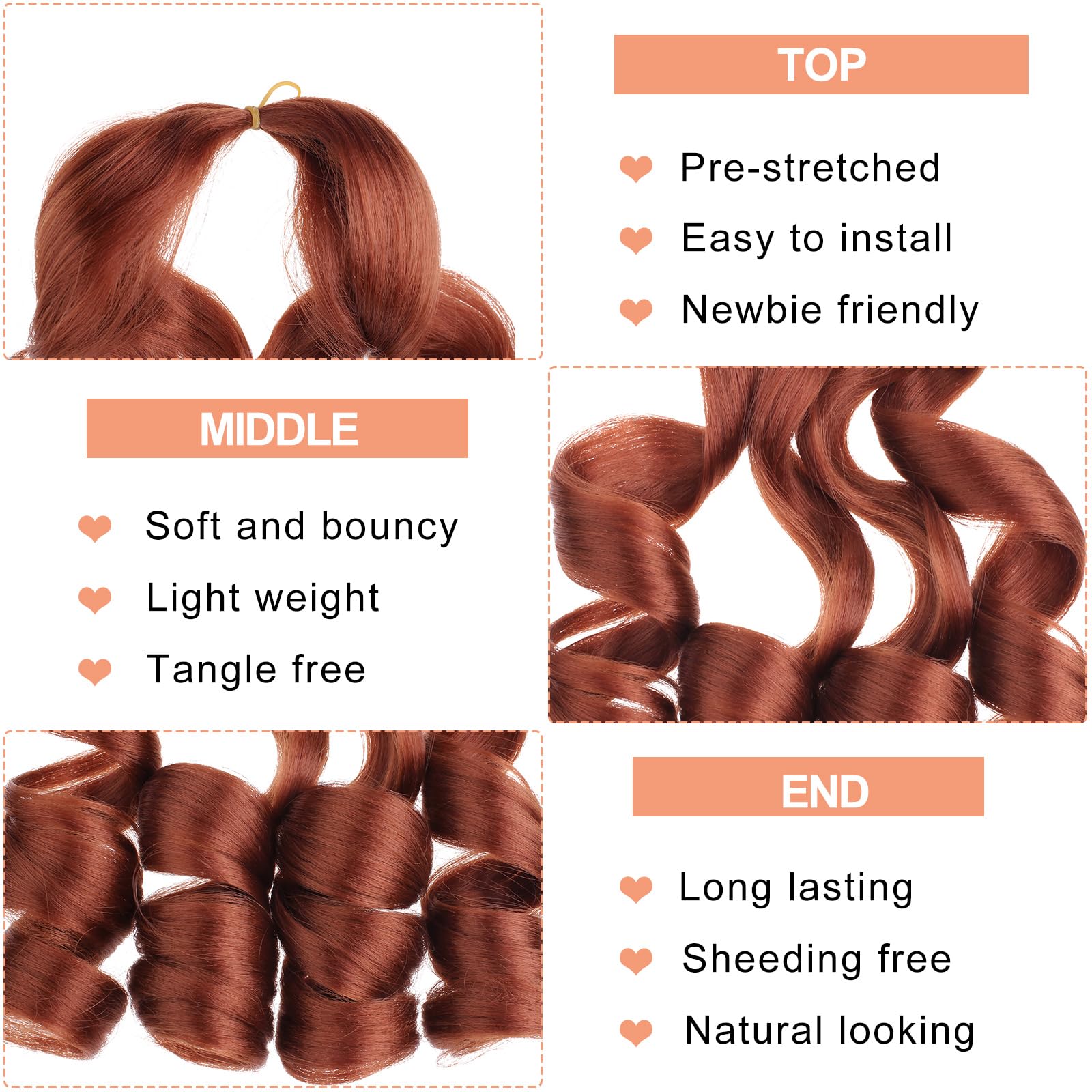 Mscat 14 Inch 8 Packs Pre Stretched French Curly Braiding Hair Loose Wave Bouncy Hair Extensions 350#, 14 Inch (Pack of 8) - Image 3
